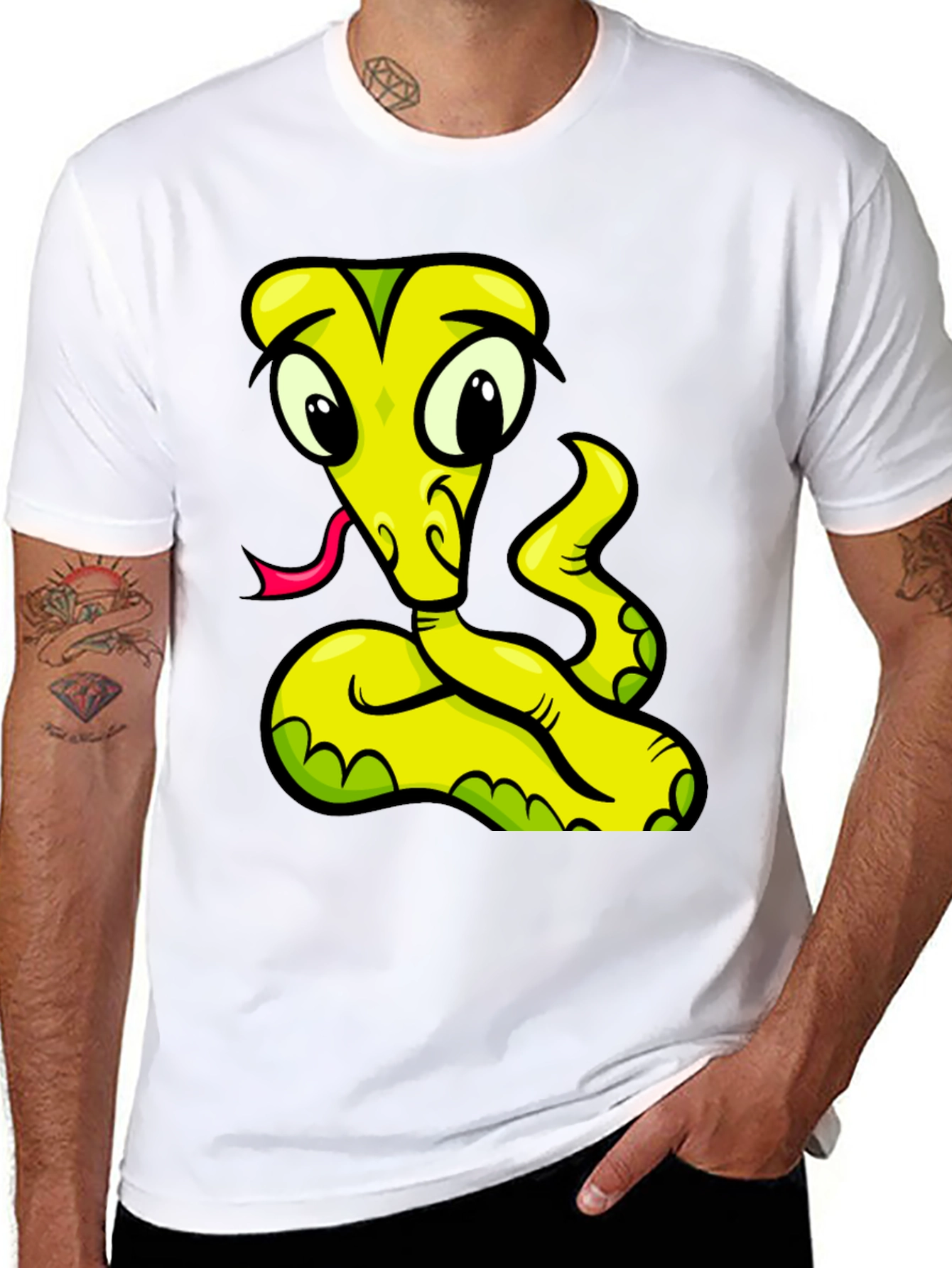 Cartoon Snake Graphic Tee - Black T-Shirt