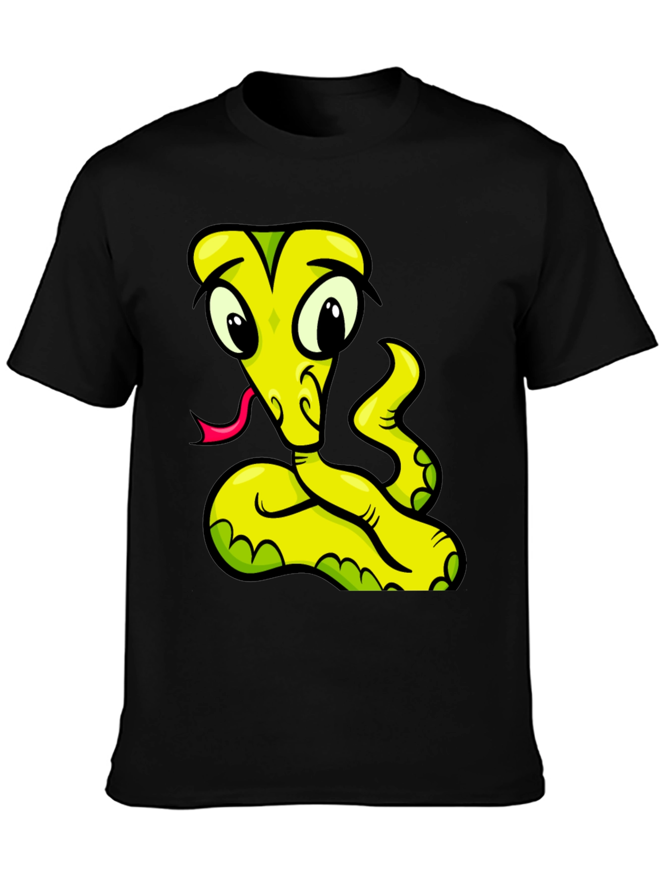 Cartoon Snake Graphic Tee - Black T-Shirt