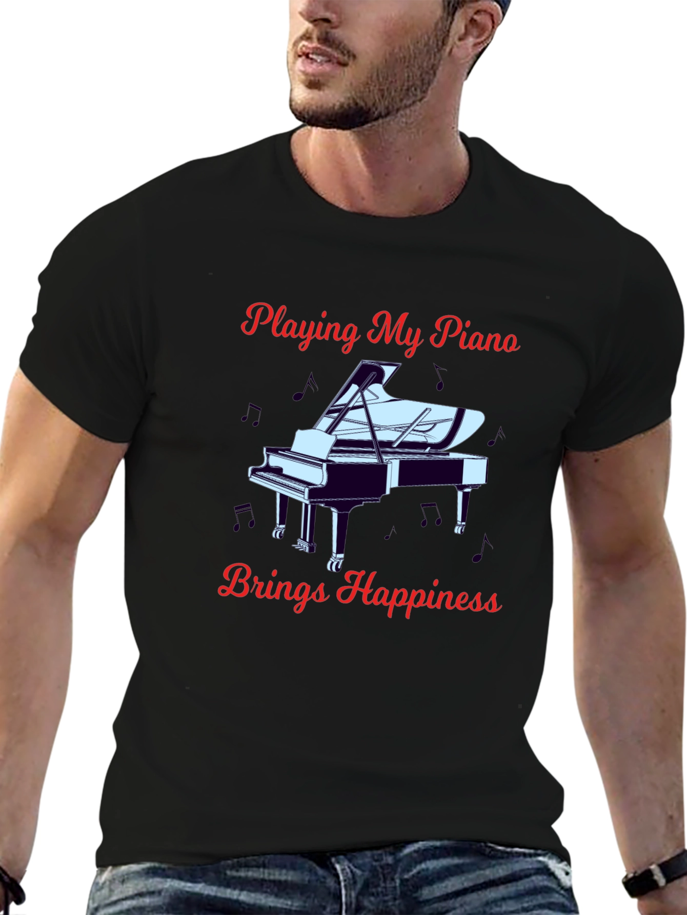 Piano Player Happiness Graphic T-Shirt