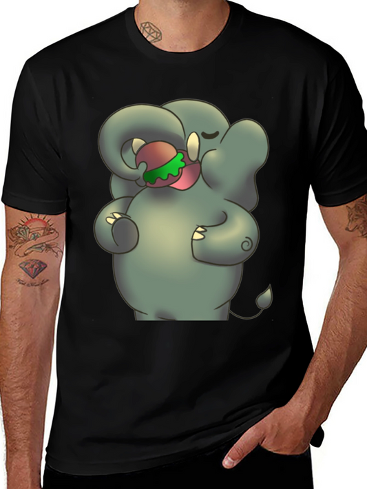 Elephant Eating Burger Graphic Tee - Unisex Black T-Shirt