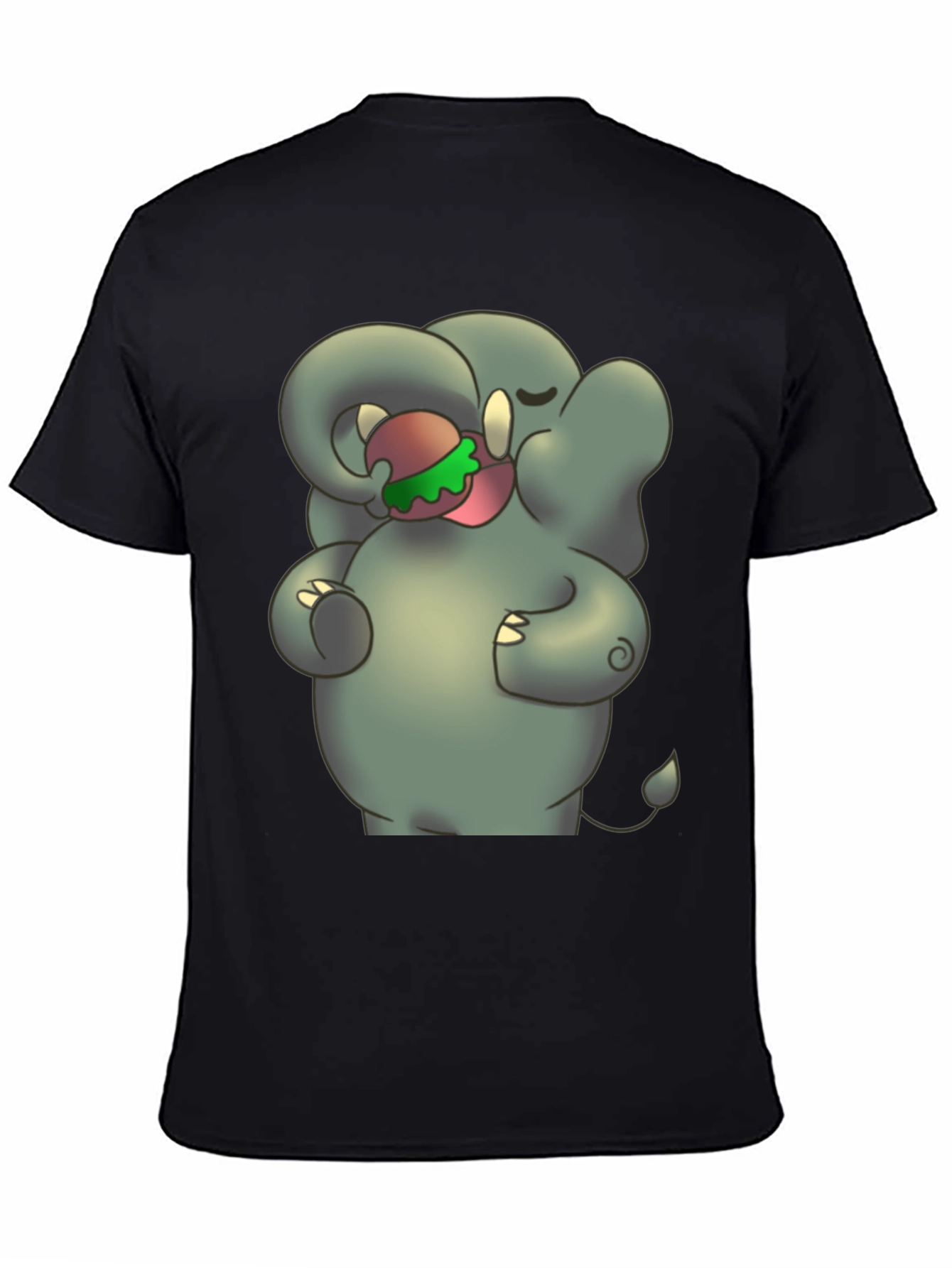Elephant Eating Burger Graphic Tee - Unisex Black T-Shirt