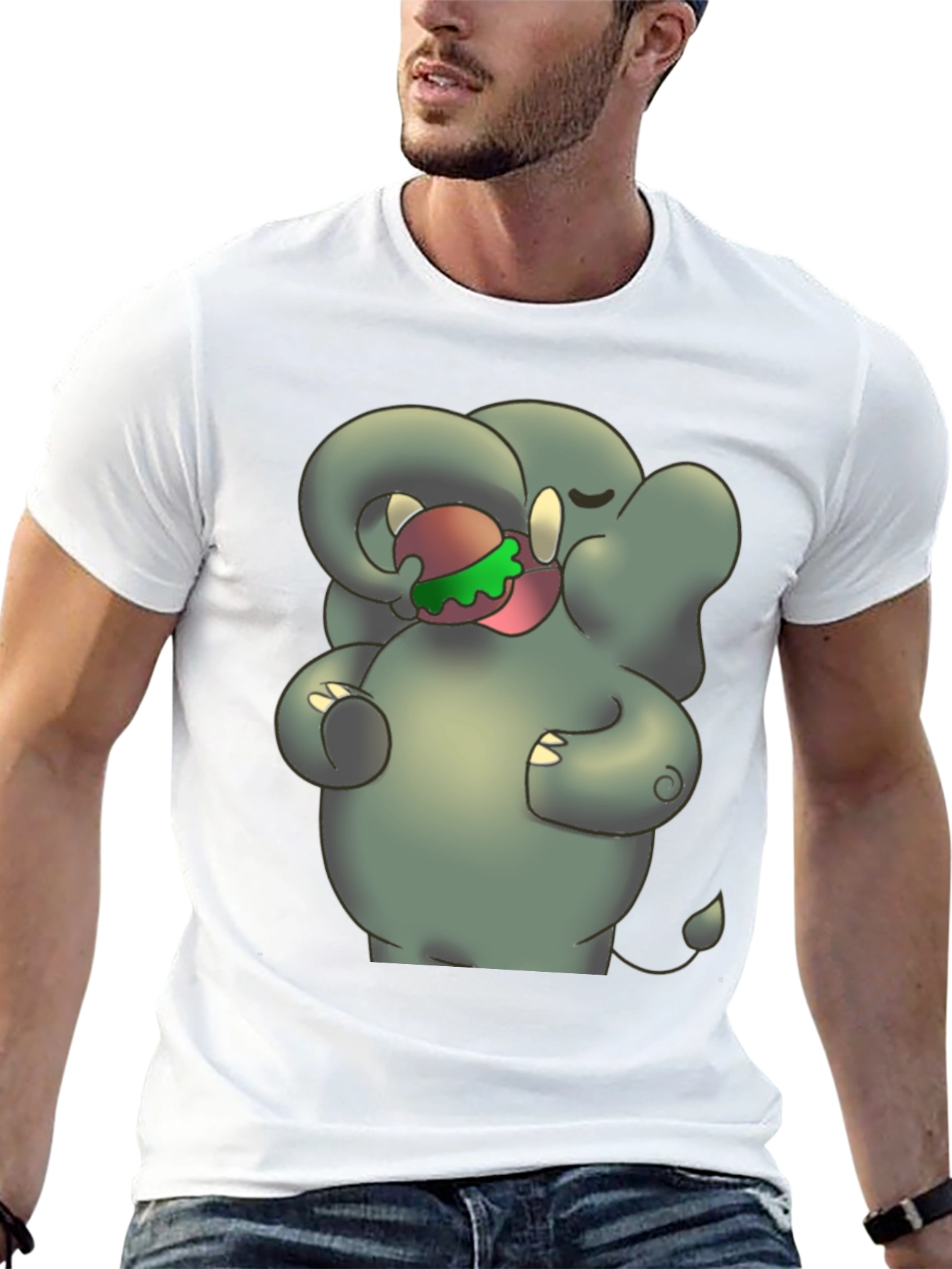 Elephant Eating Burger Graphic Tee - Unisex Black T-Shirt