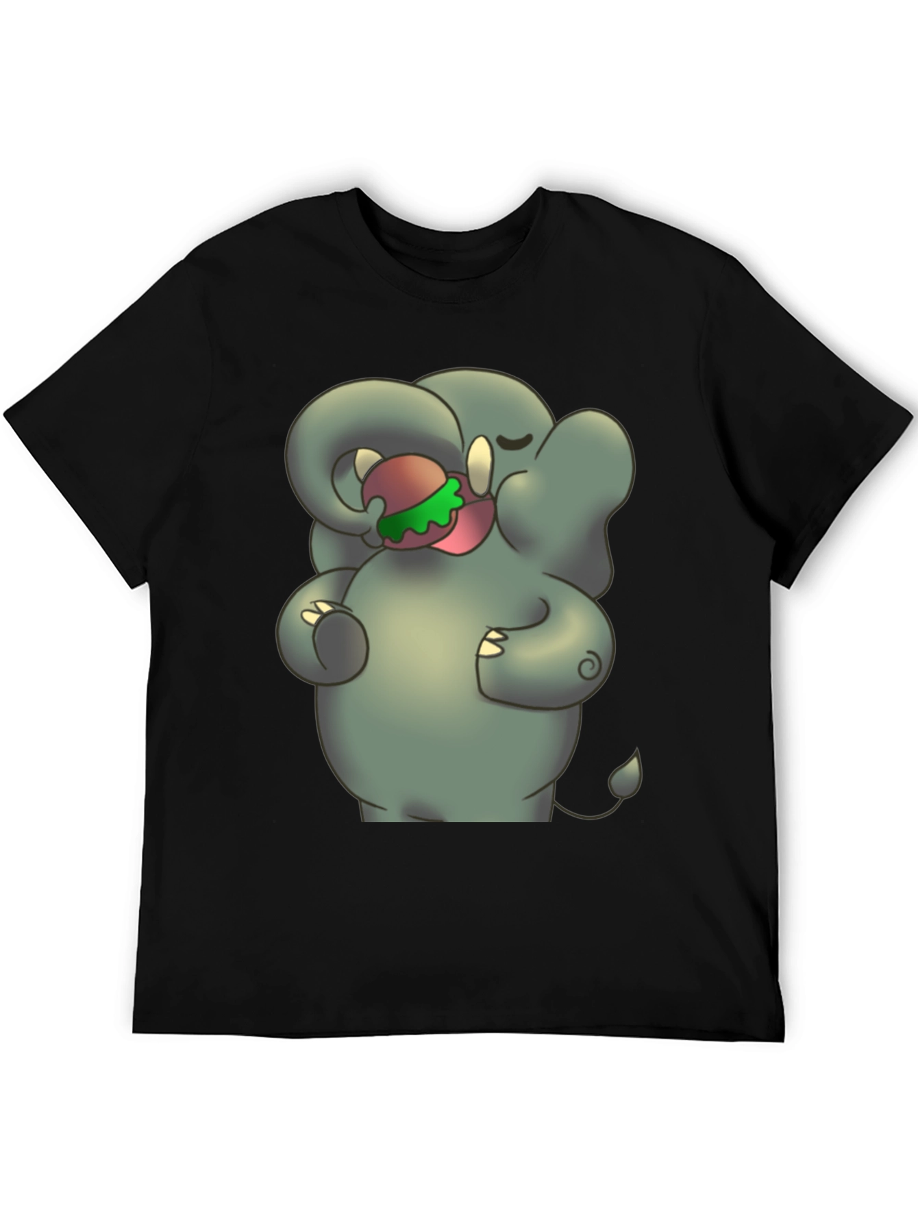 Elephant Eating Burger Graphic Tee - Unisex Black T-Shirt