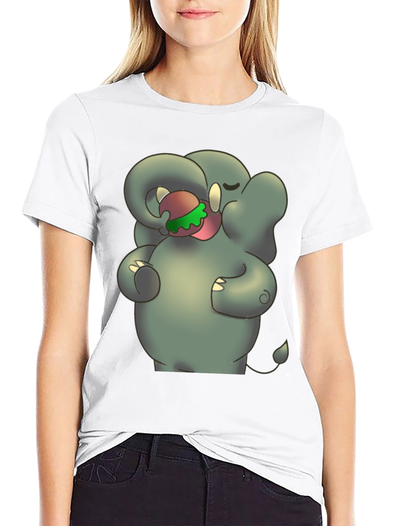 Elephant Eating Burger Graphic Tee - Unisex Black T-Shirt