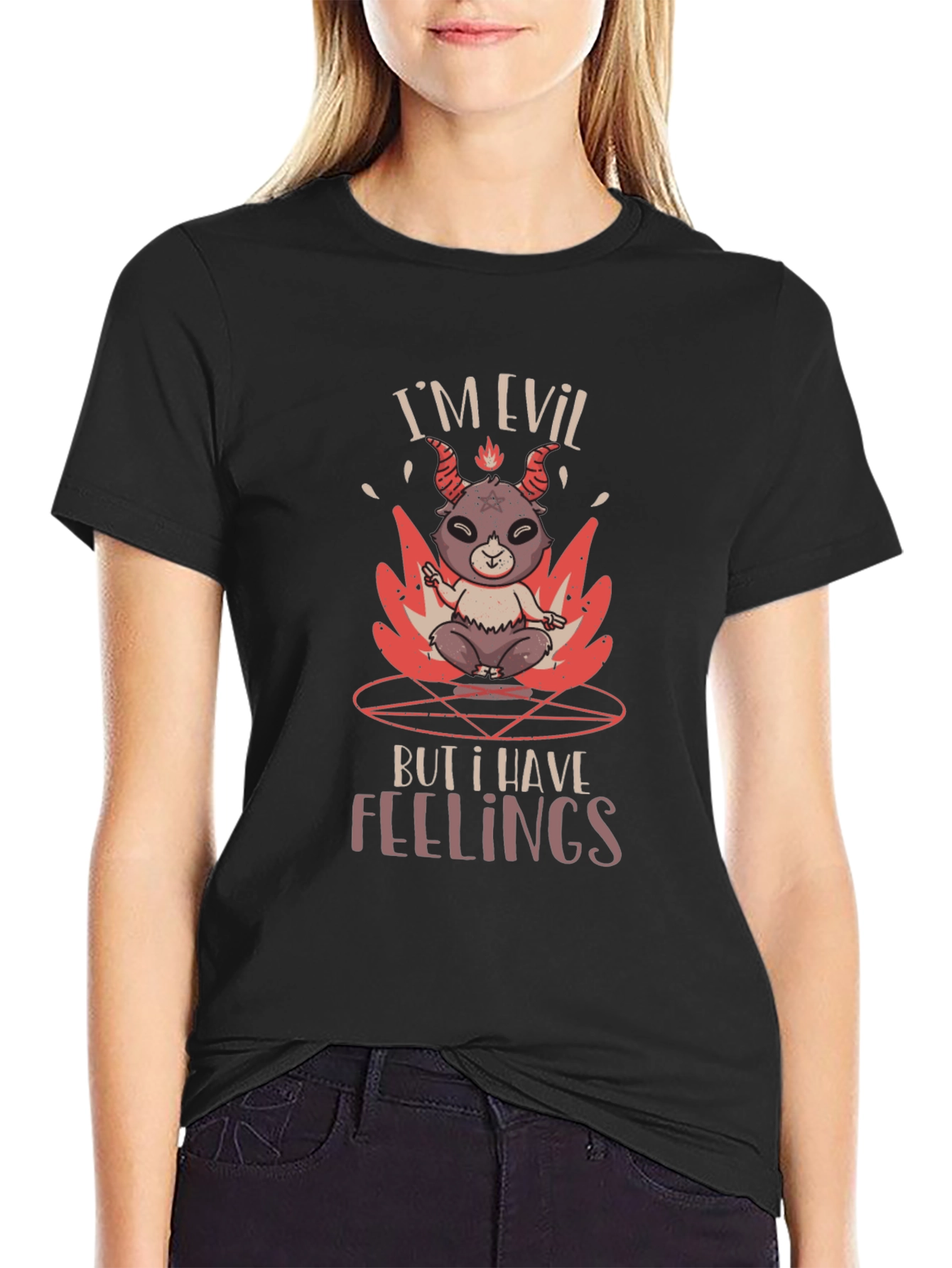 Im Evil But I Have Feelings Black Graphic Tee