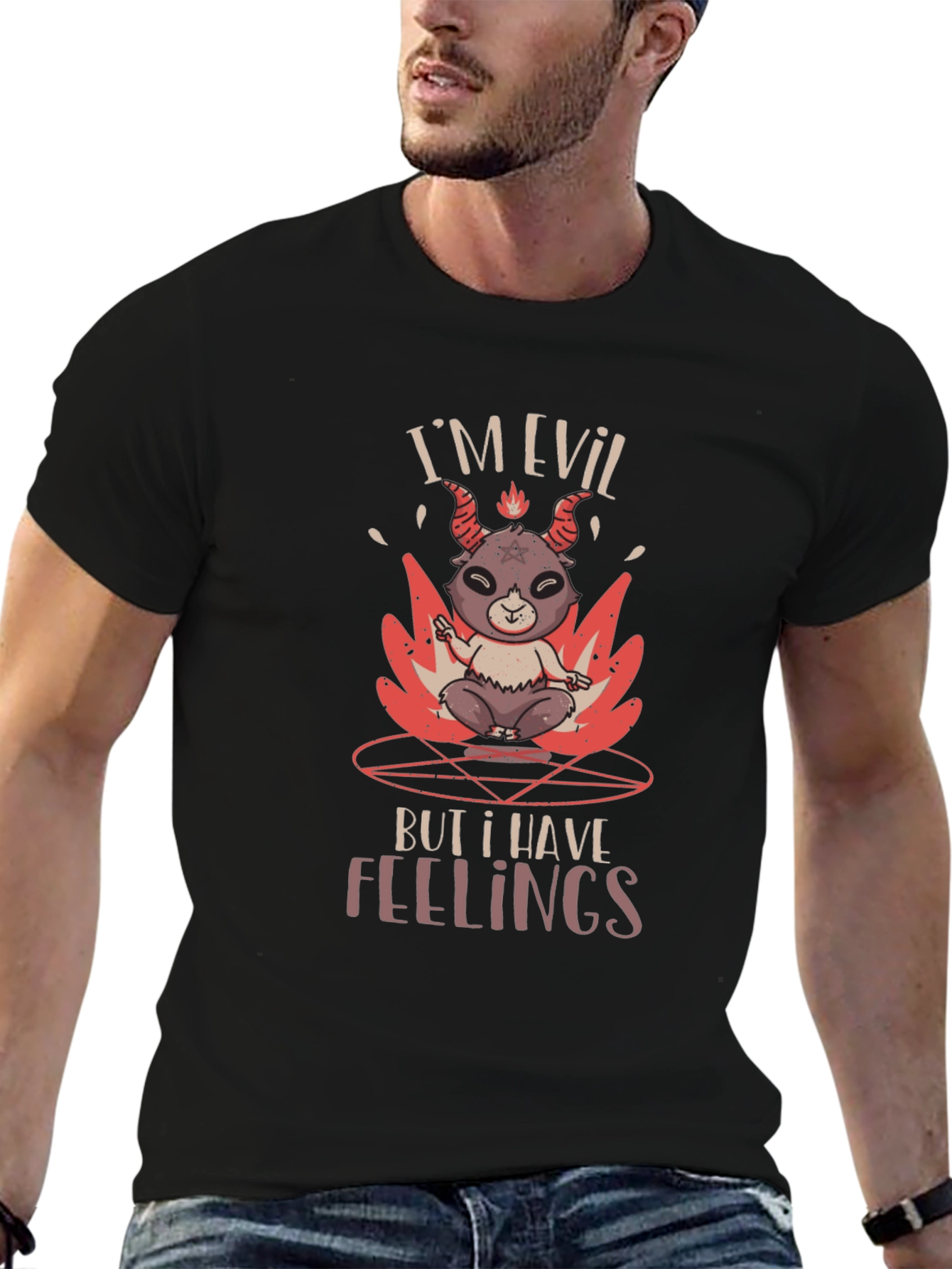 Im Evil But I Have Feelings Black Graphic Tee