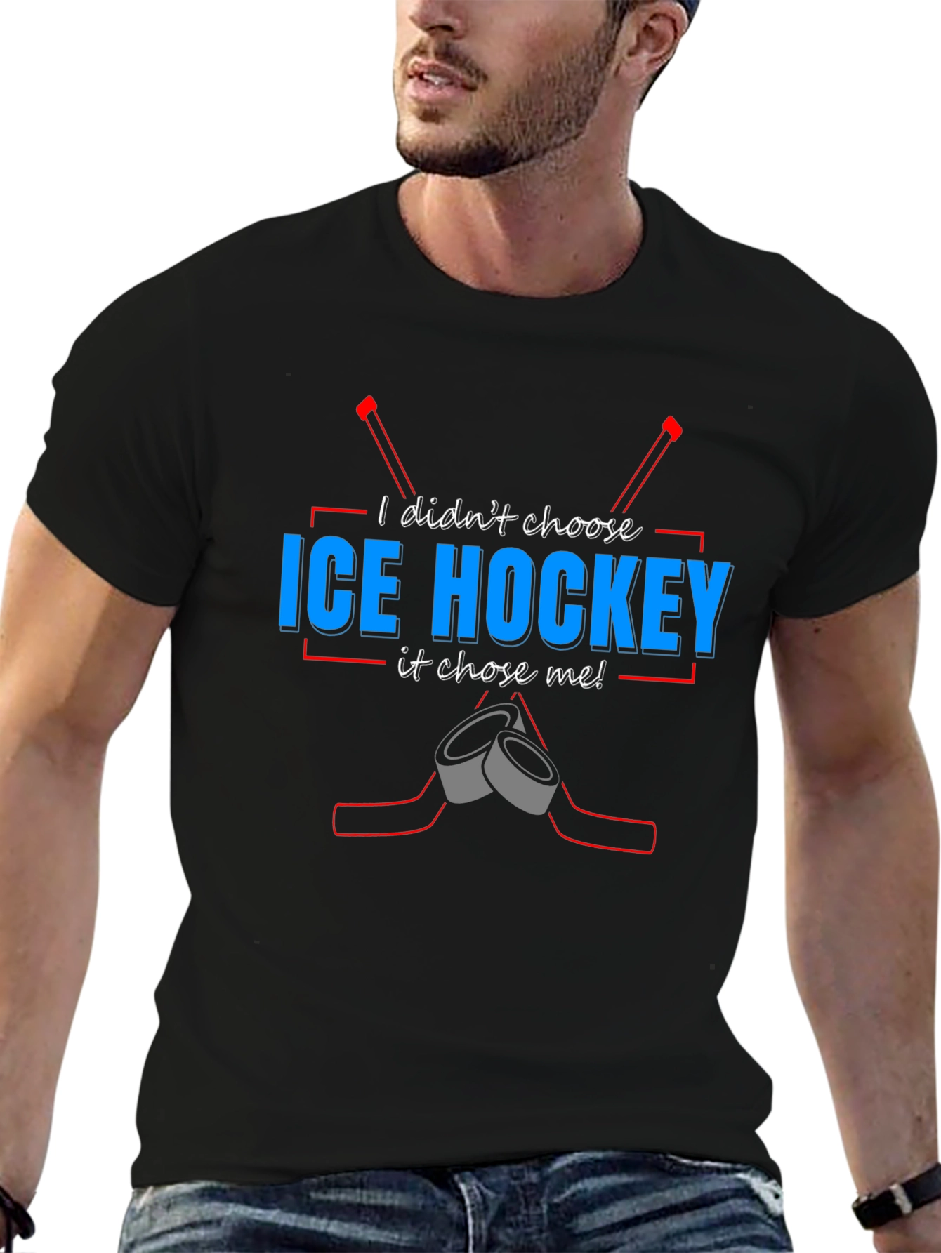 Ice Hockey Chose Me T-Shirt - Black Tee