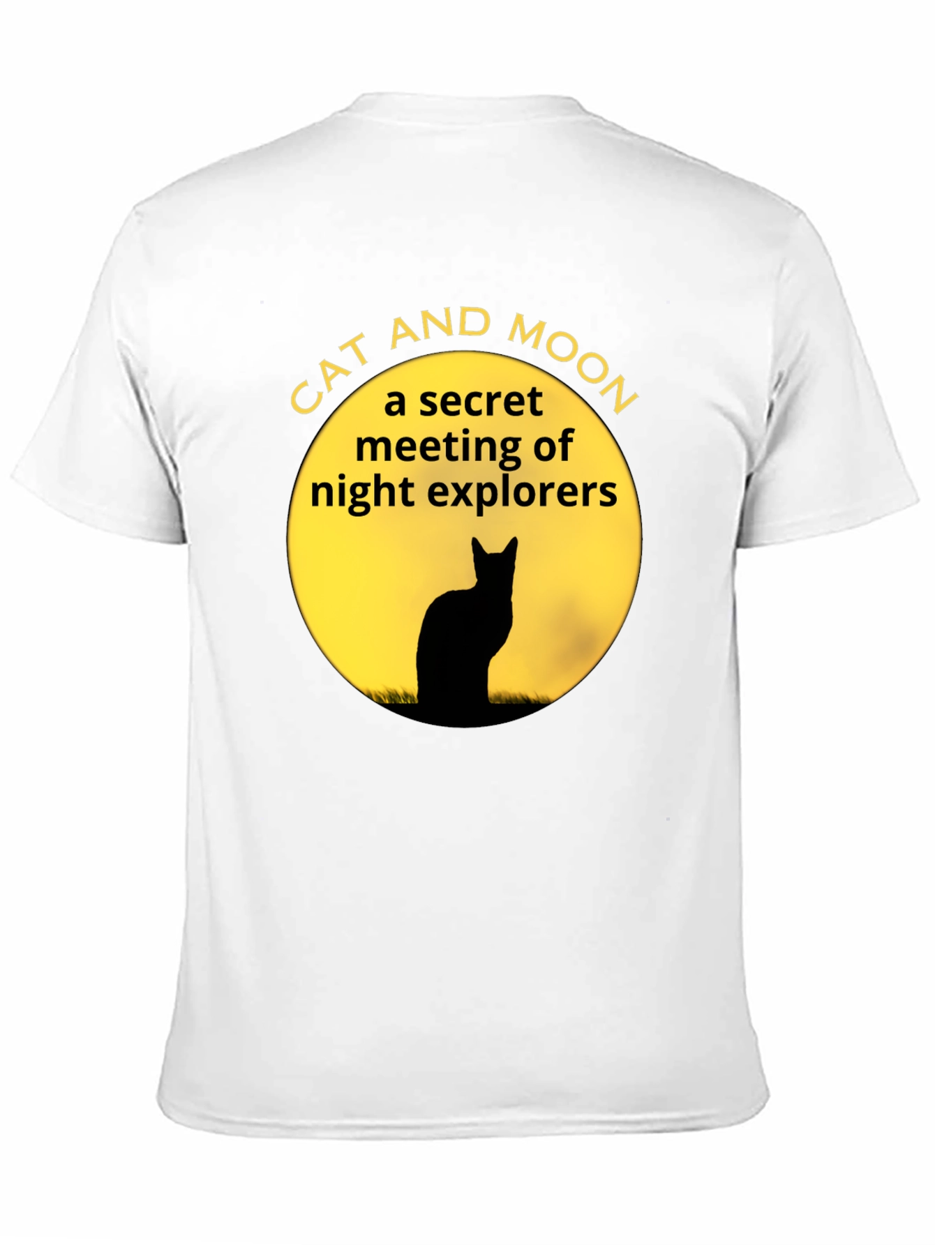 Cat and Moon Black T-Shirt Secret Night Explorers