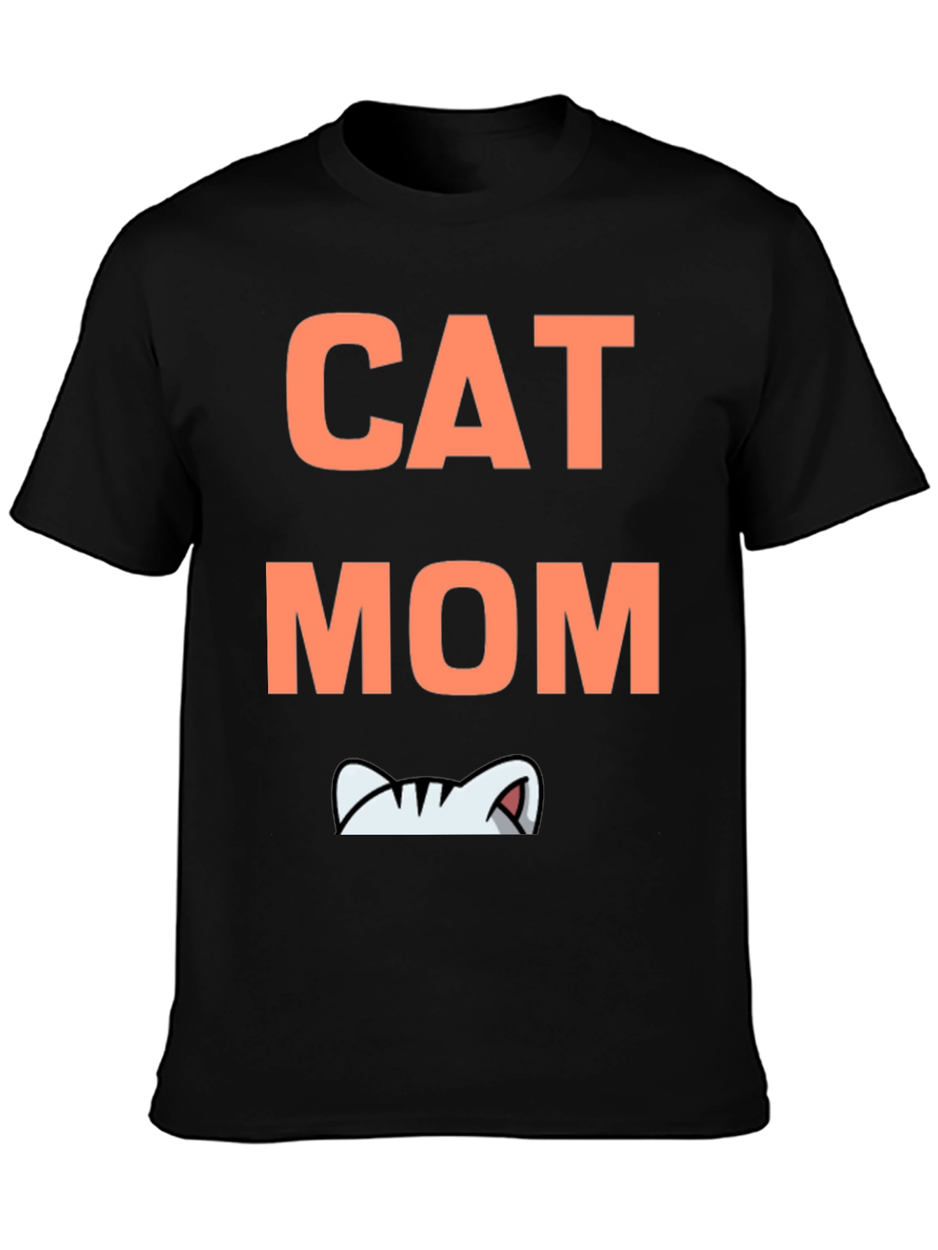 Cat Mom Graphic Tee - Black Cotton T-Shirt