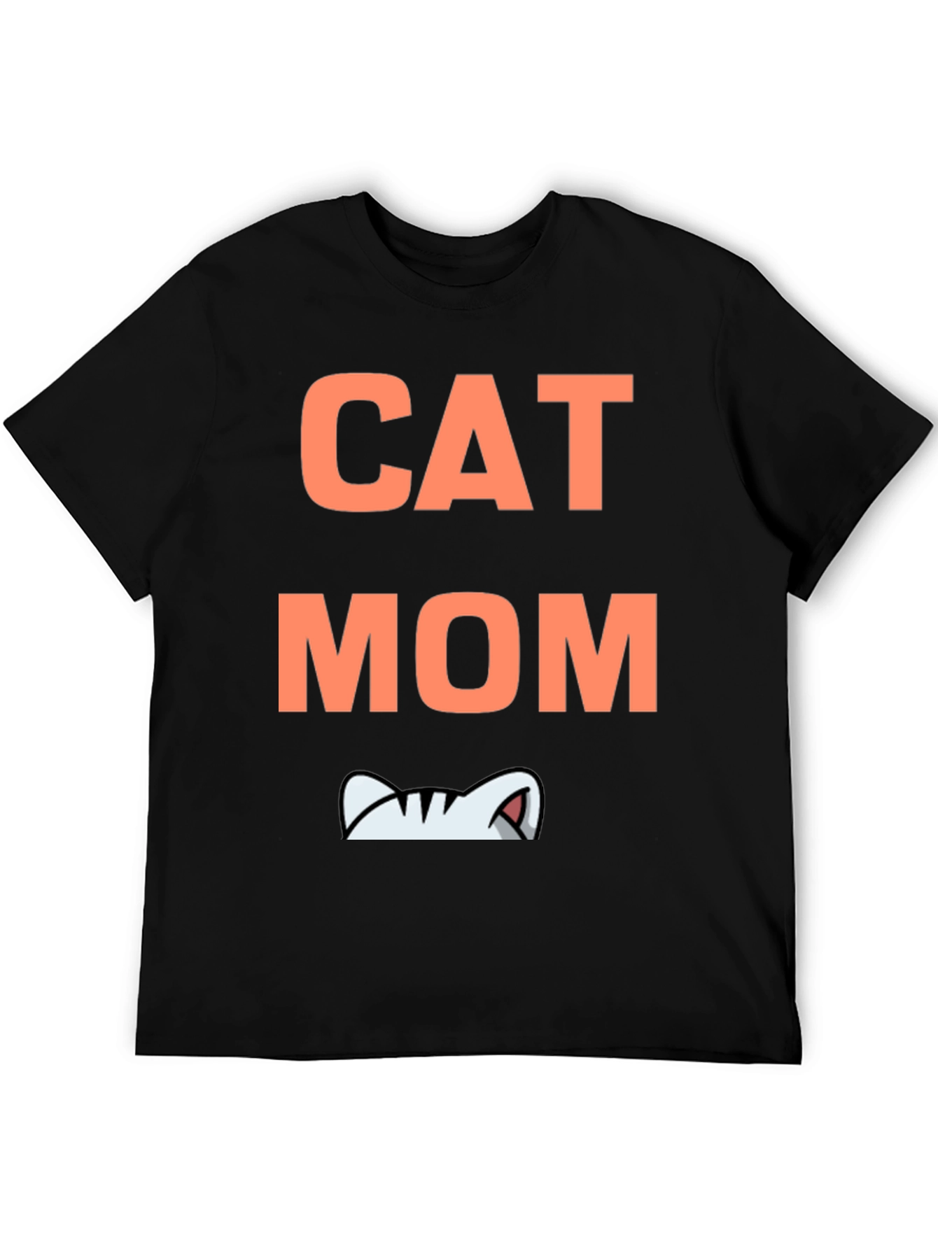 Cat Mom Graphic Tee - Black Cotton T-Shirt