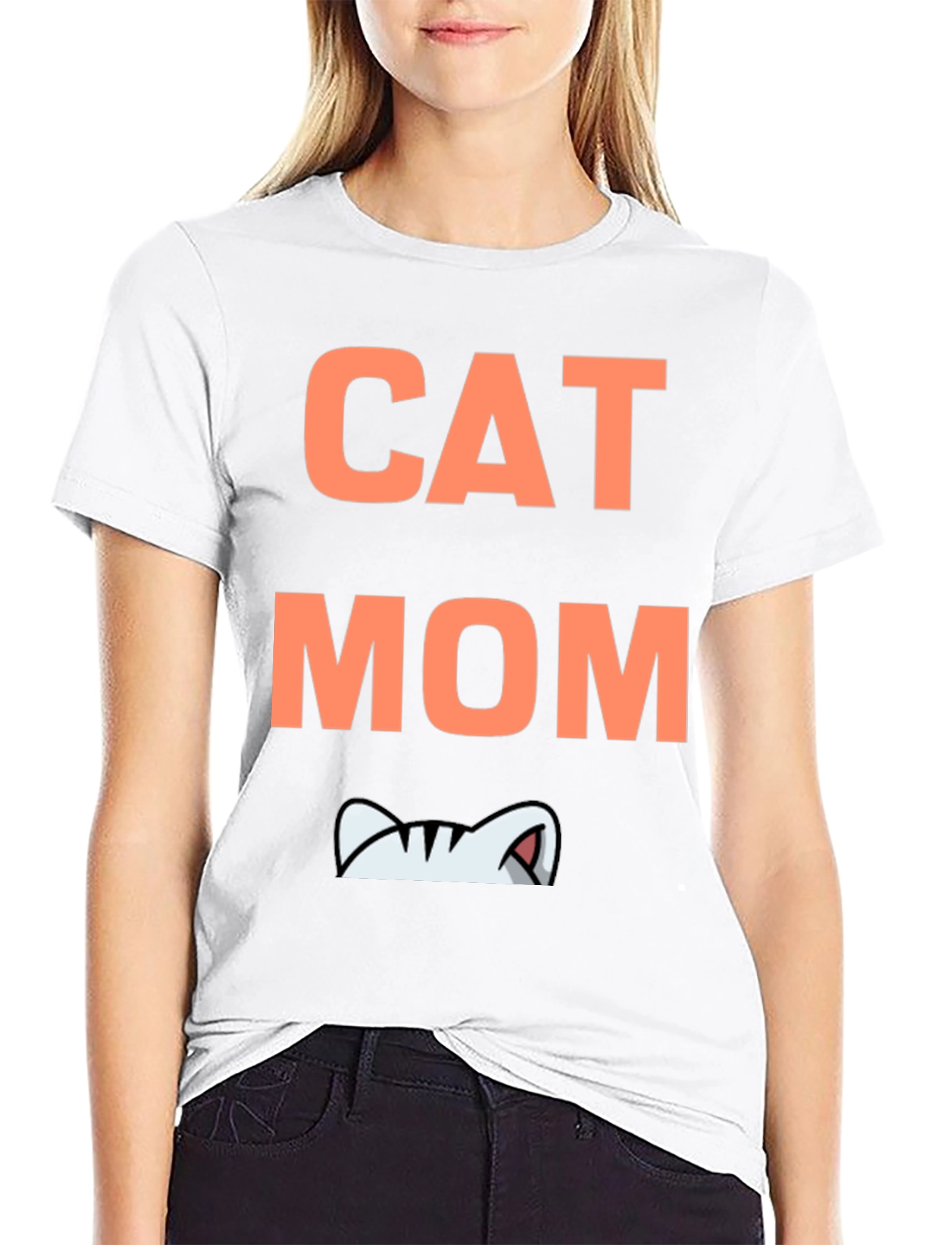 Cat Mom Graphic Tee - Black Cotton T-Shirt