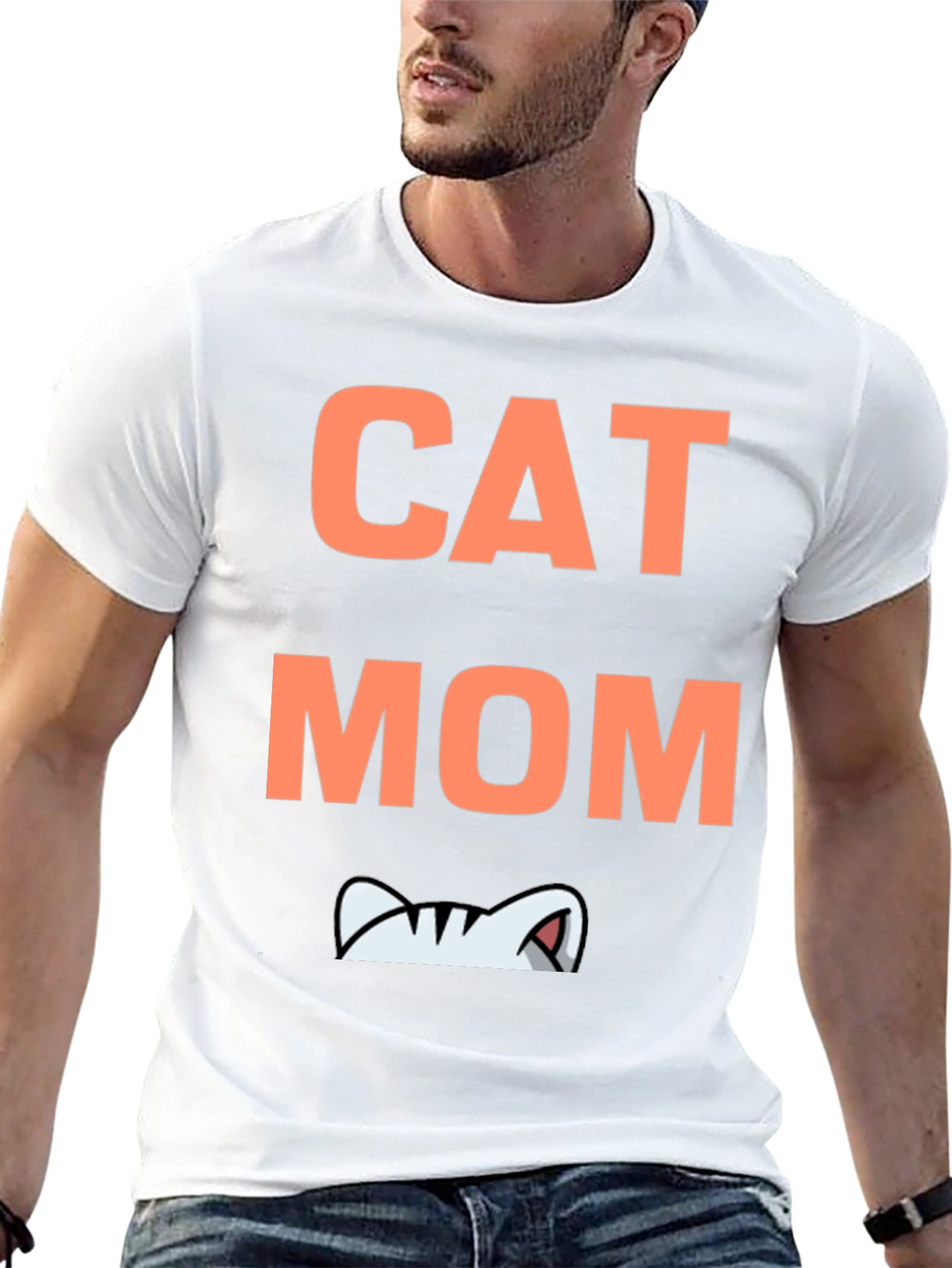 Cat Mom Graphic Tee - Black Cotton T-Shirt