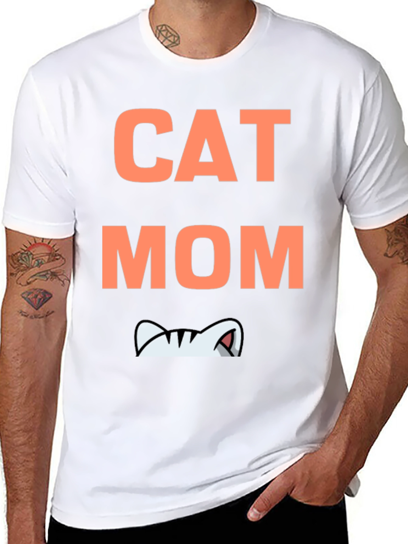 Cat Mom Graphic Tee - Black Cotton T-Shirt