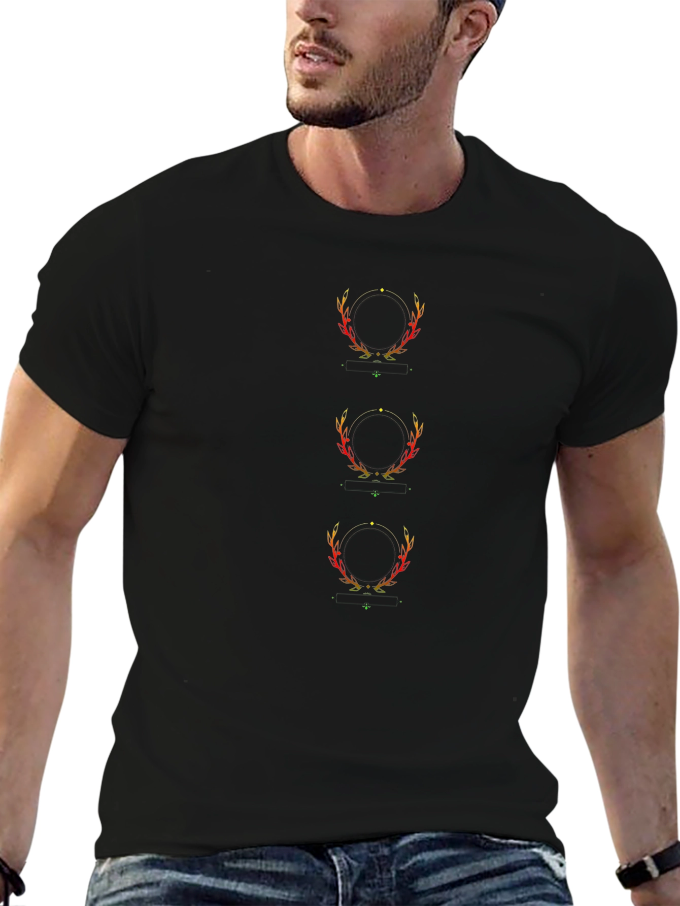 Black Graphic Tee - Deer Antler Design