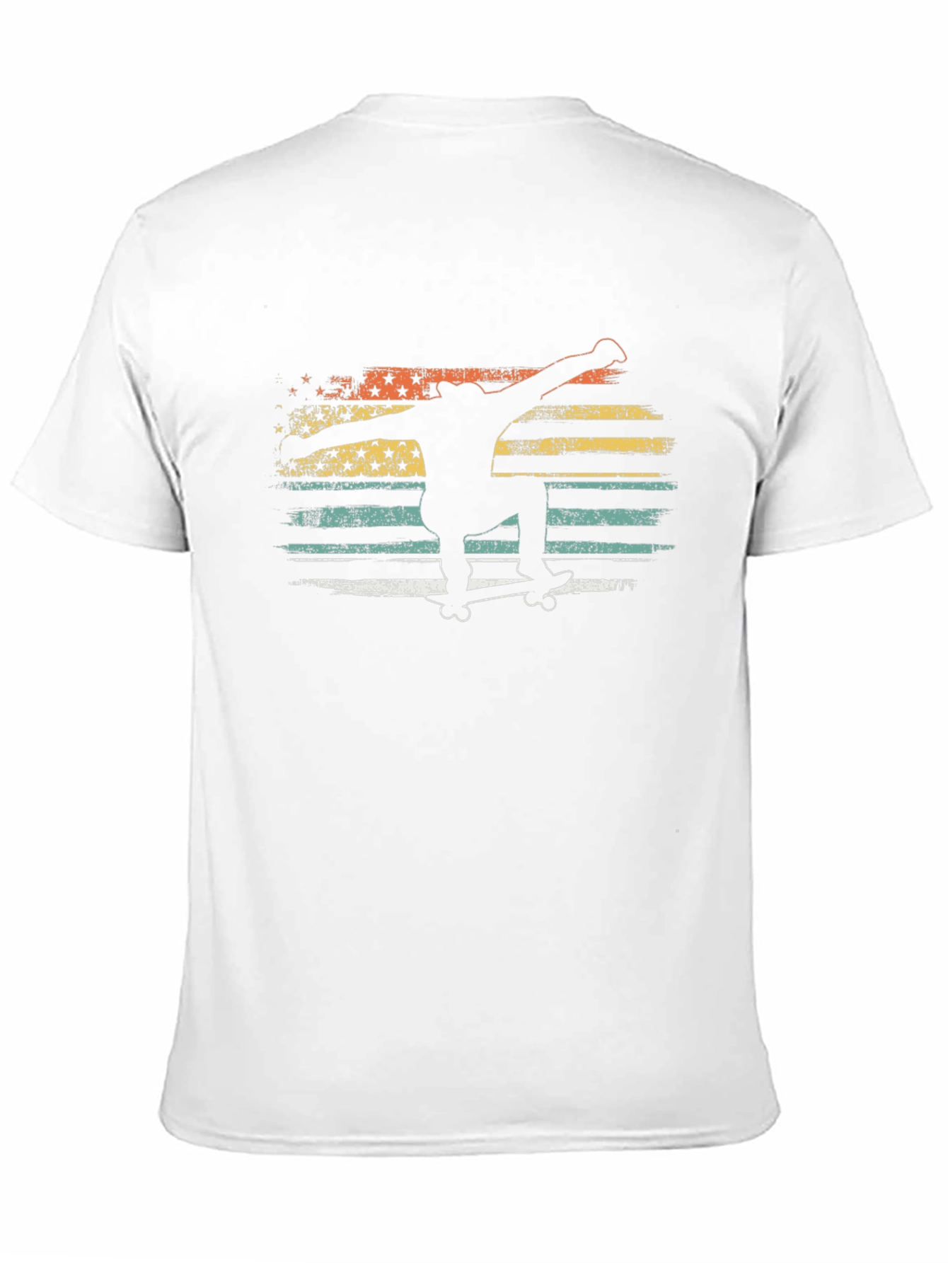 Retro Skateboarder Graphic Tee - Black Cotton Blend