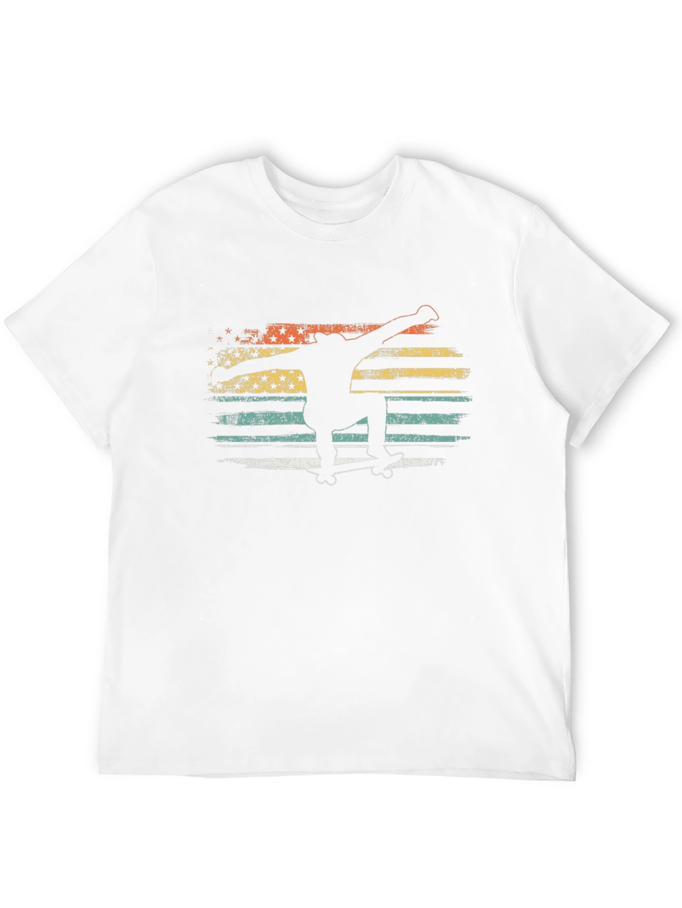Retro Skateboarder Graphic Tee - Black Cotton Blend
