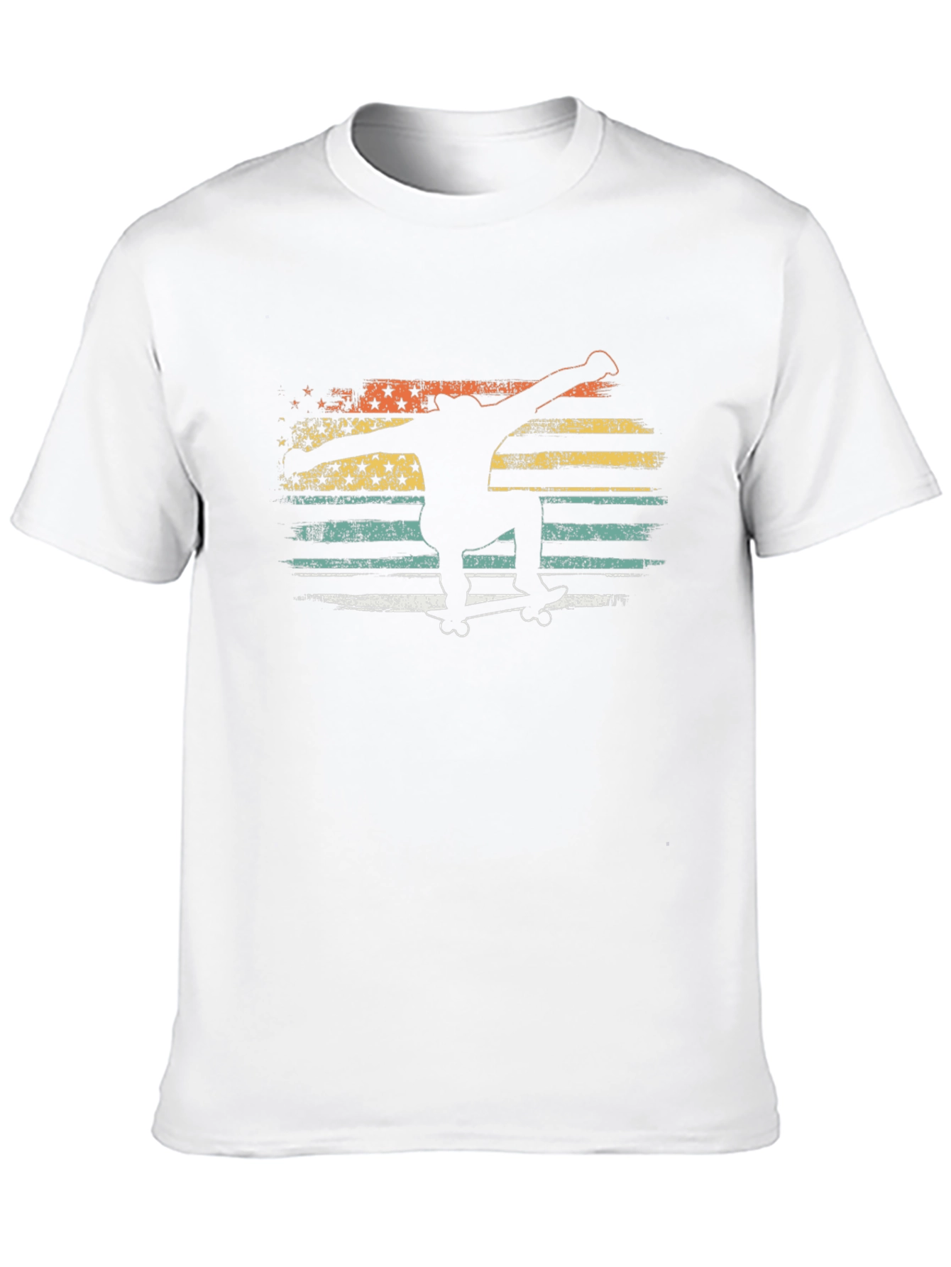 Retro Skateboarder Graphic Tee - Black Cotton Blend