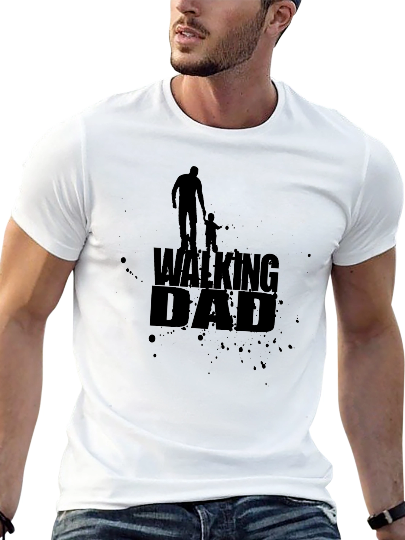 Walking Dad Black Graphic T-Shirt