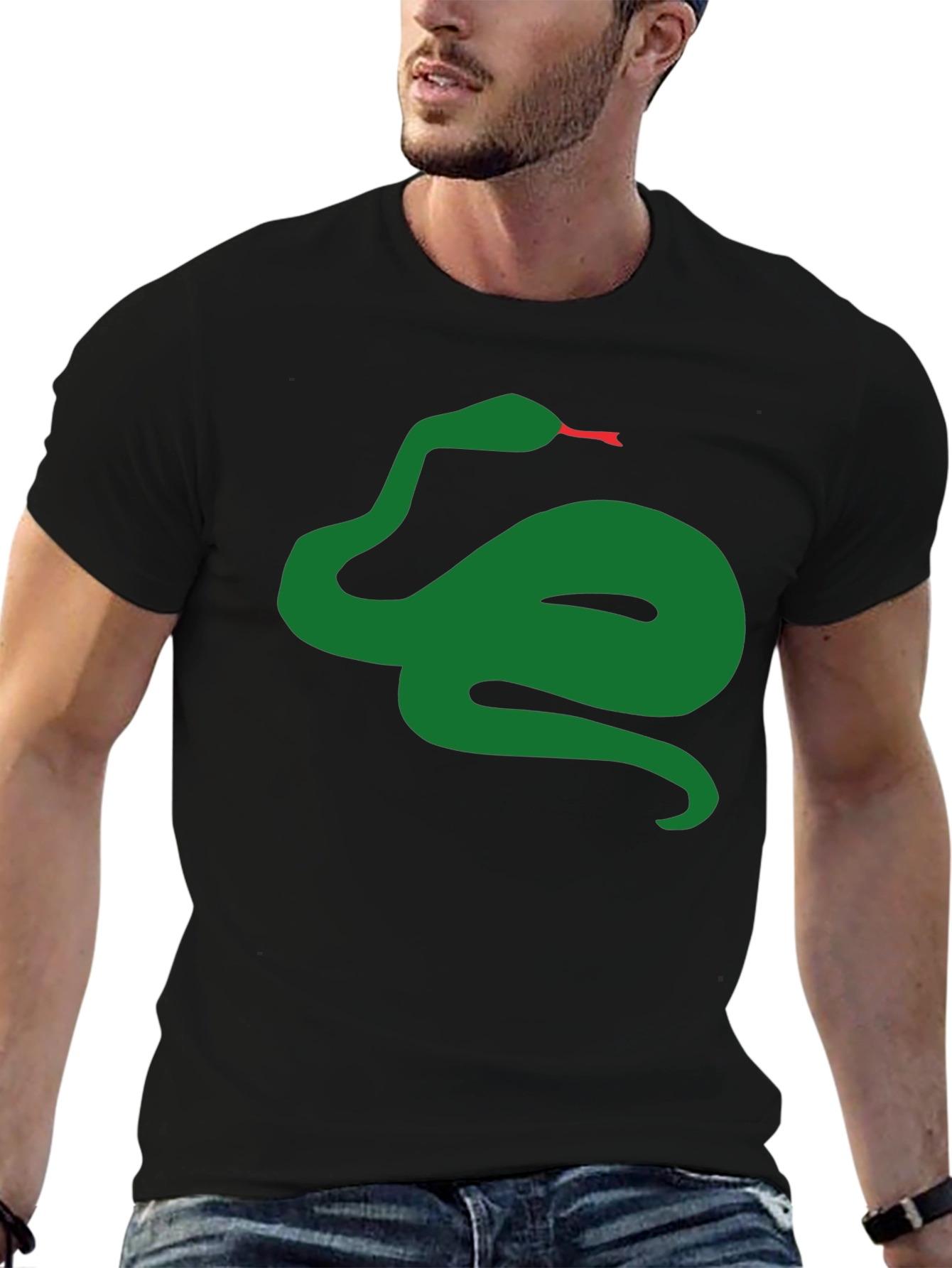 Green Snake Graphic Tee - Mens Black T-Shirt