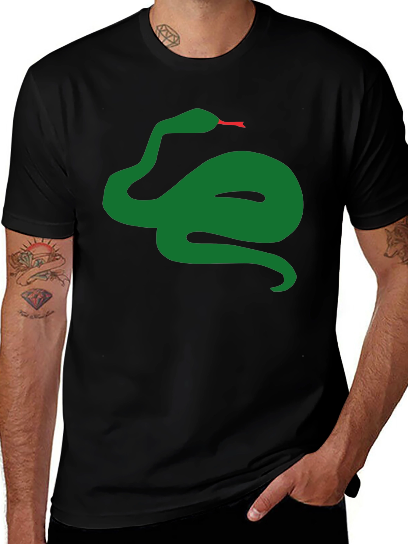 Green Snake Graphic Tee - Mens Black T-Shirt