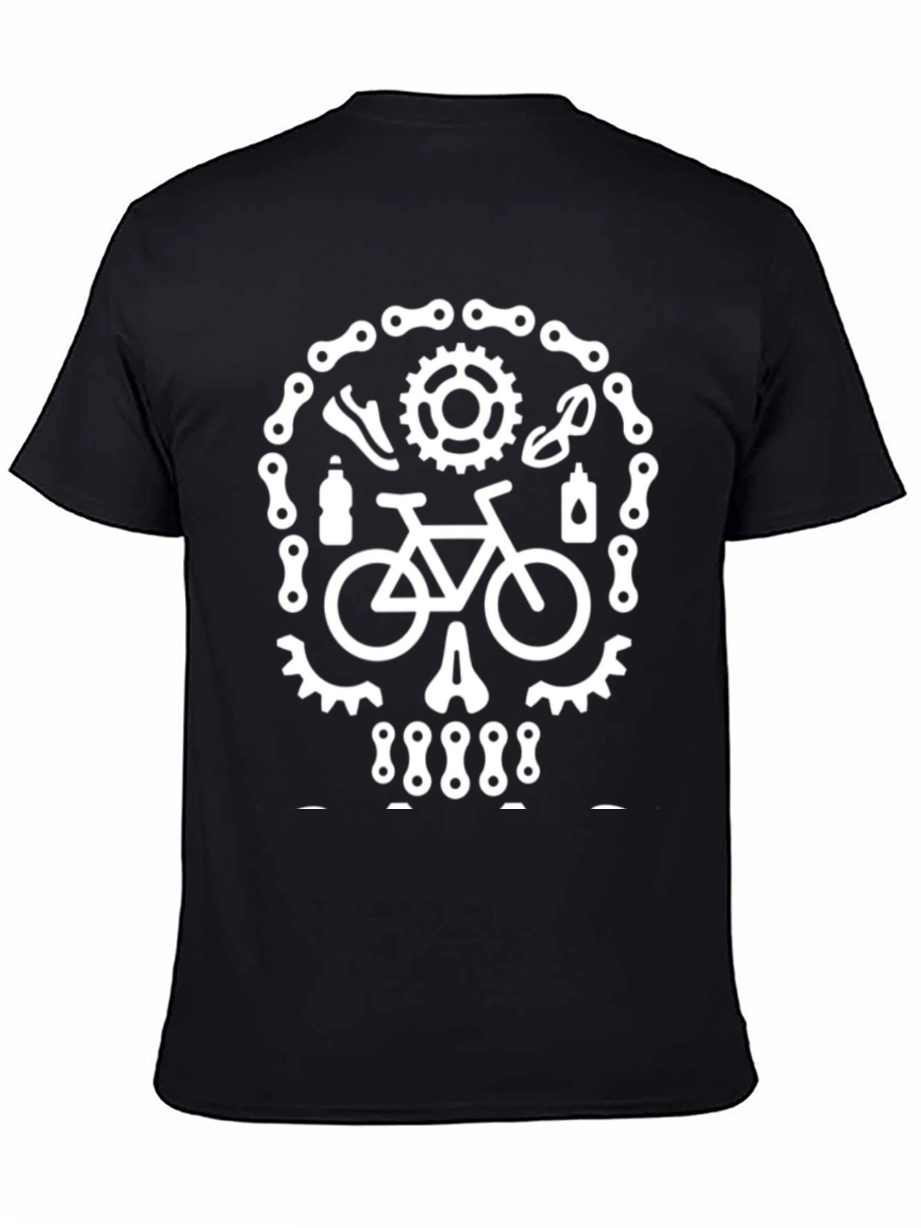 Cycling Skull Graphic Tee - Black Cotton Bicycle Shirt