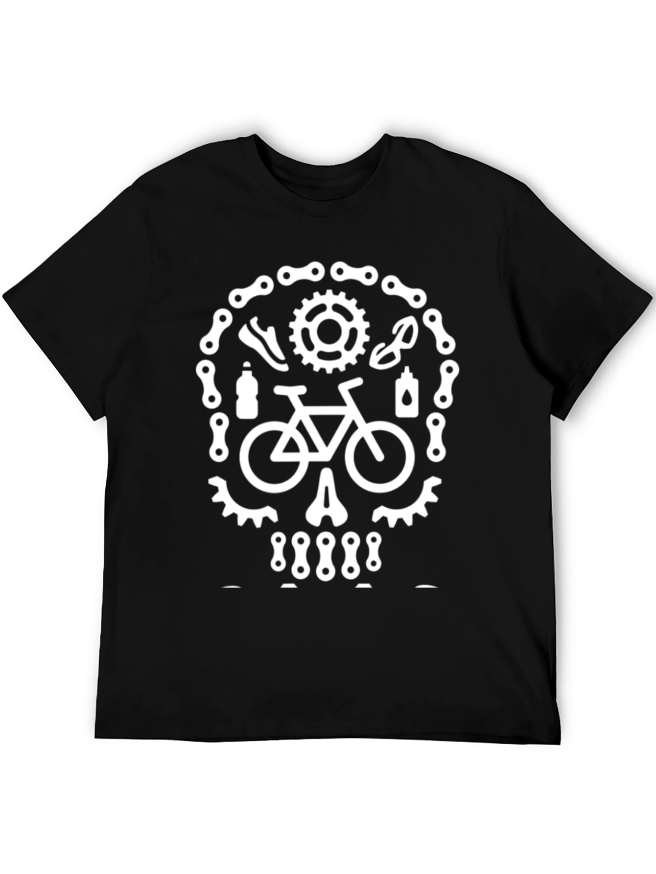 Cycling Skull Graphic Tee - Black Cotton Bicycle Shirt
