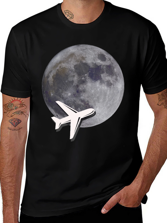 Moon Plane Graphic Tee - Fly High Style!