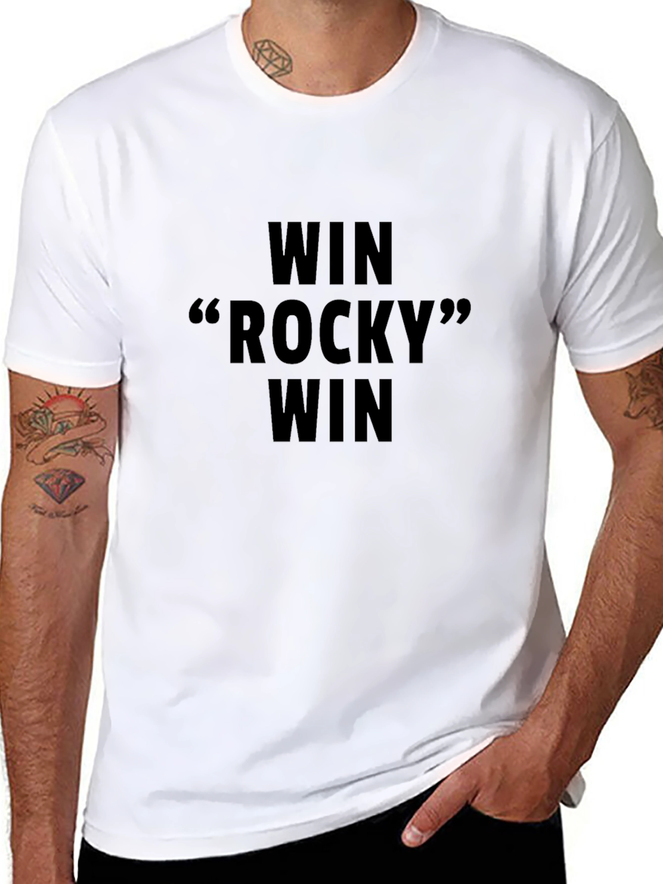 Rocky Balboa Win Slogan Black T-Shirt