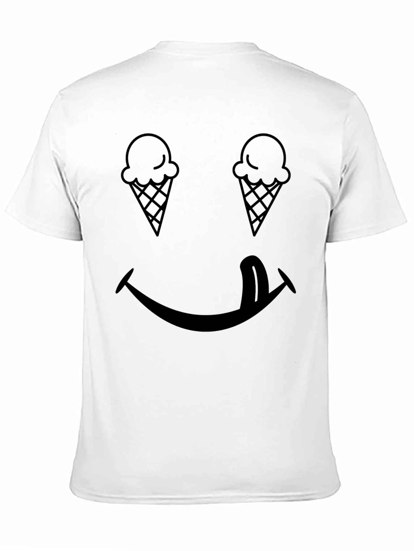Funny Ice Cream Smiley Face Black T-Shirt