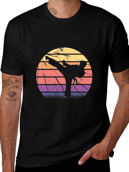 Retro Karate Sunset Graphic T-Shirt