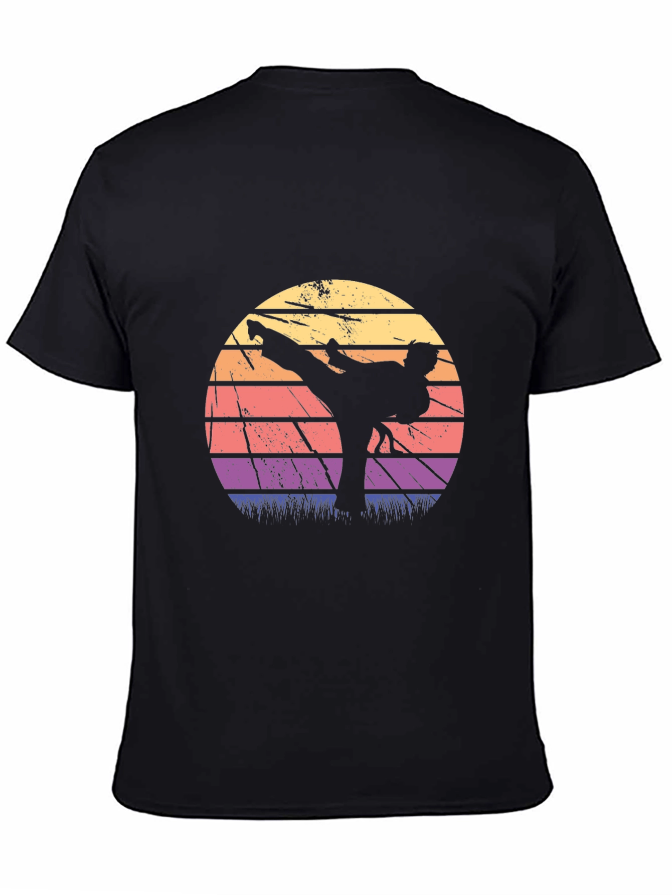 Retro Karate Sunset Graphic T-Shirt
