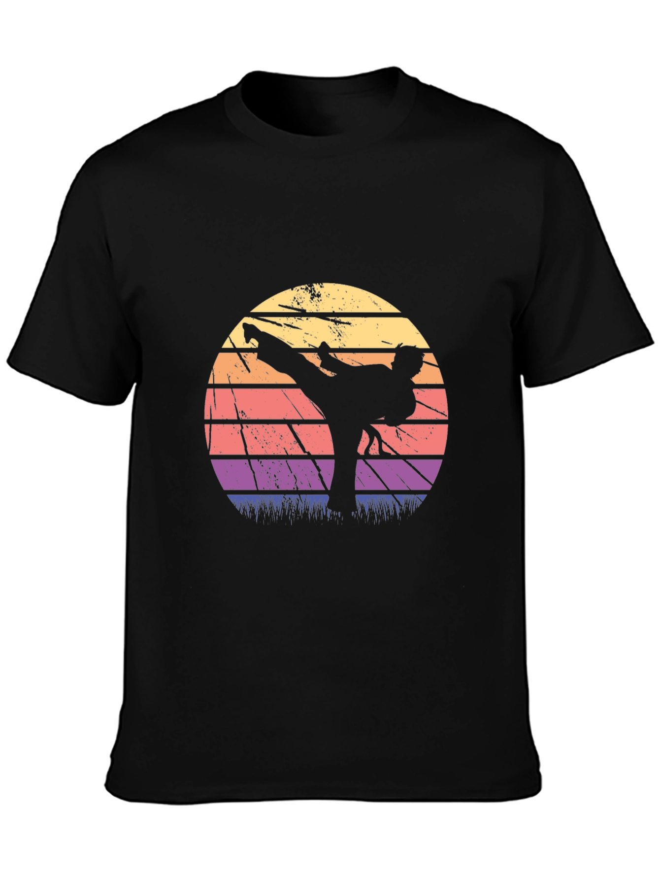 Retro Karate Sunset Graphic T-Shirt