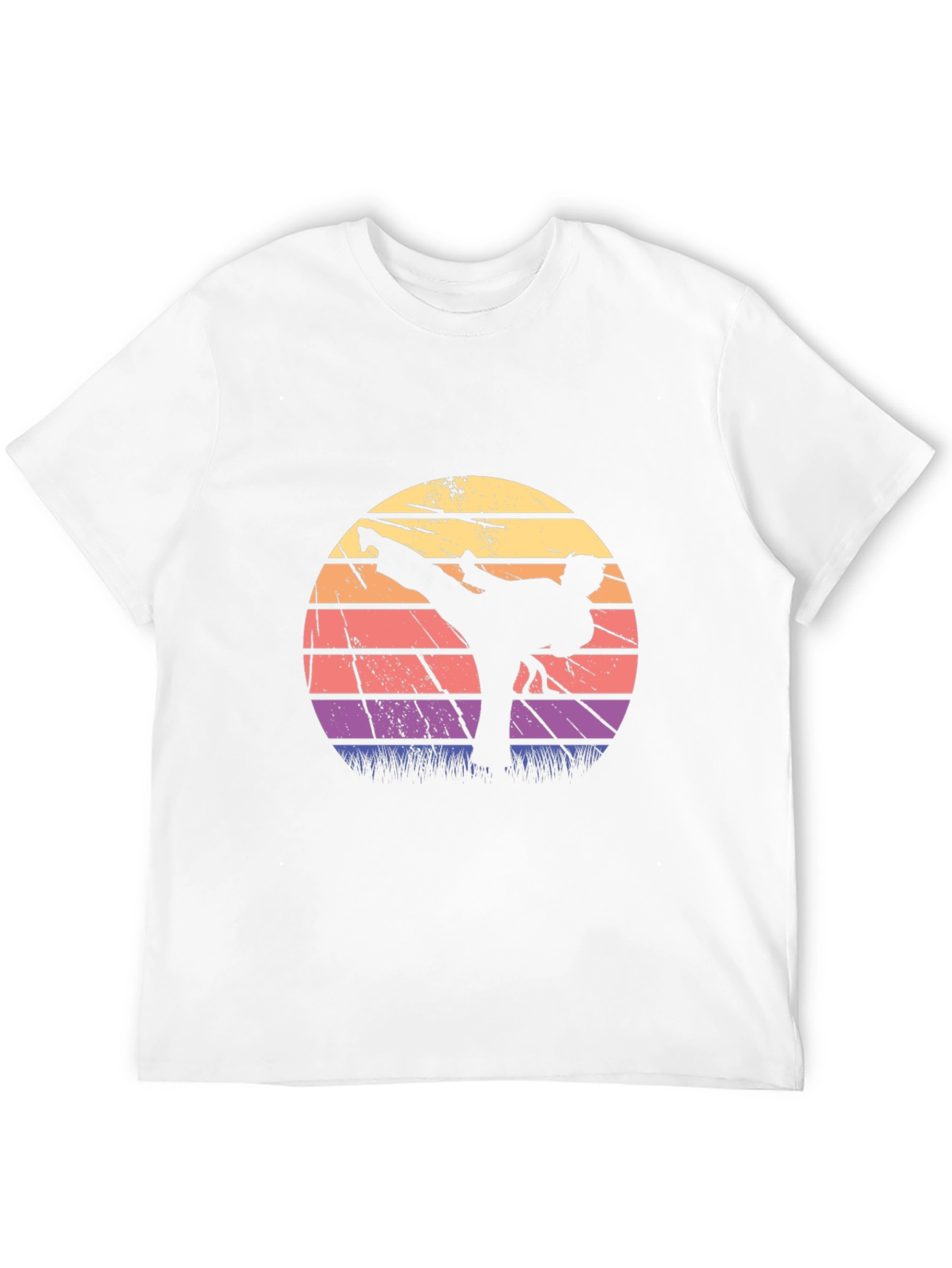 Retro Karate Sunset Graphic T-Shirt