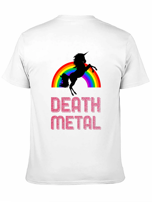 Death Metal Unicorn Rainbow Graphic Tee
