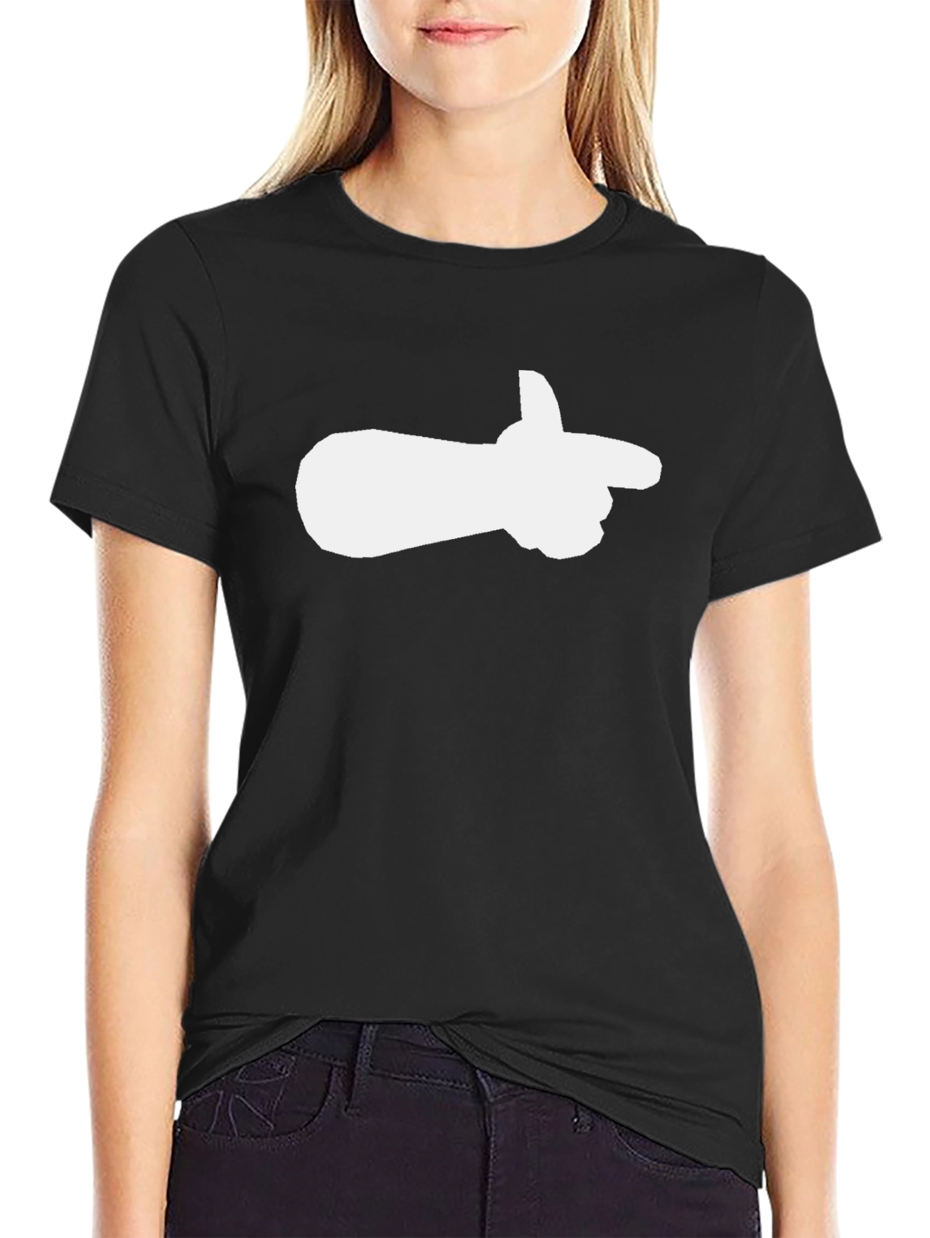 Black T-Shirt with Pointing Hand Graphic
