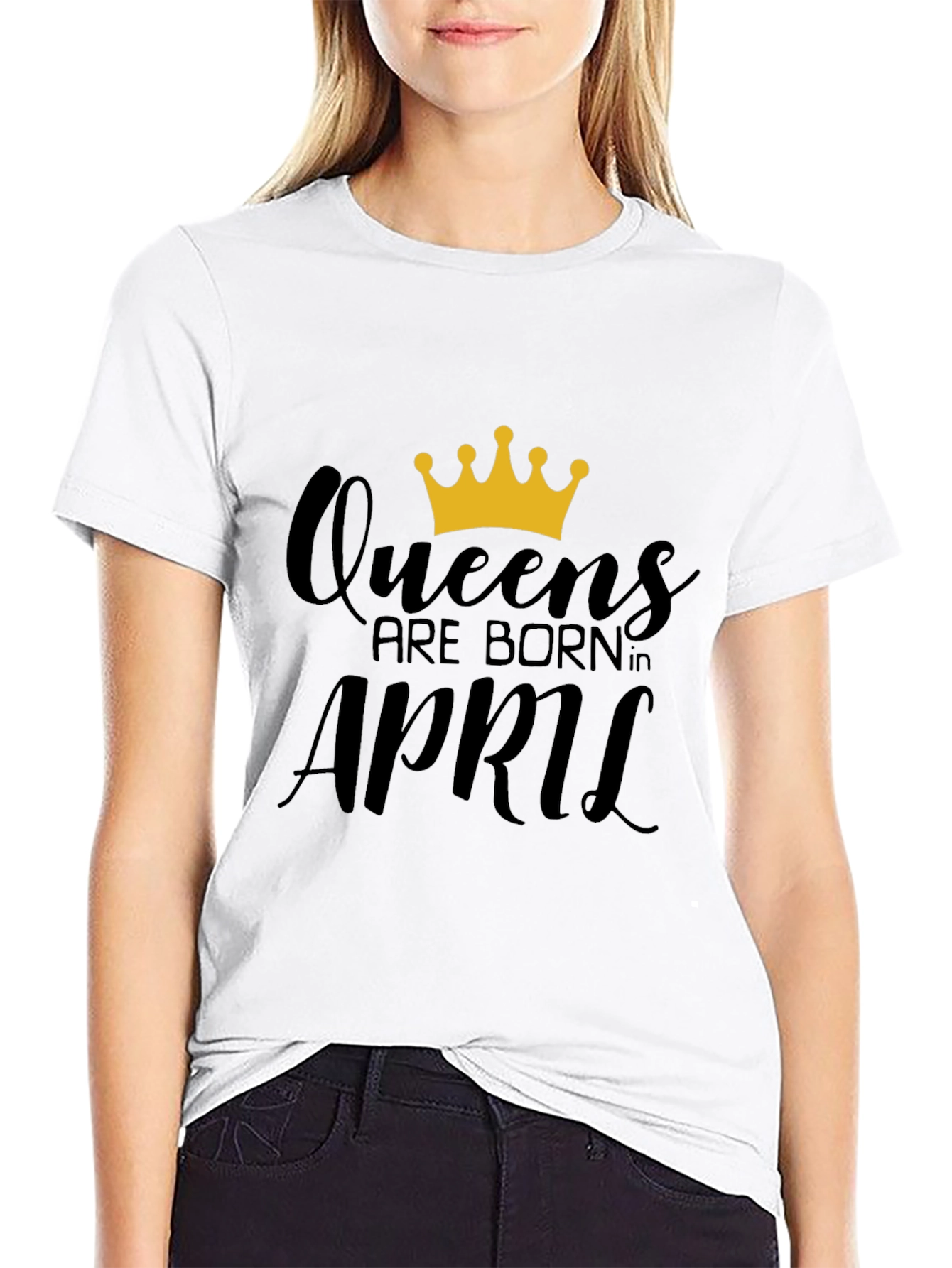 Queens Born in April Black T-Shirt