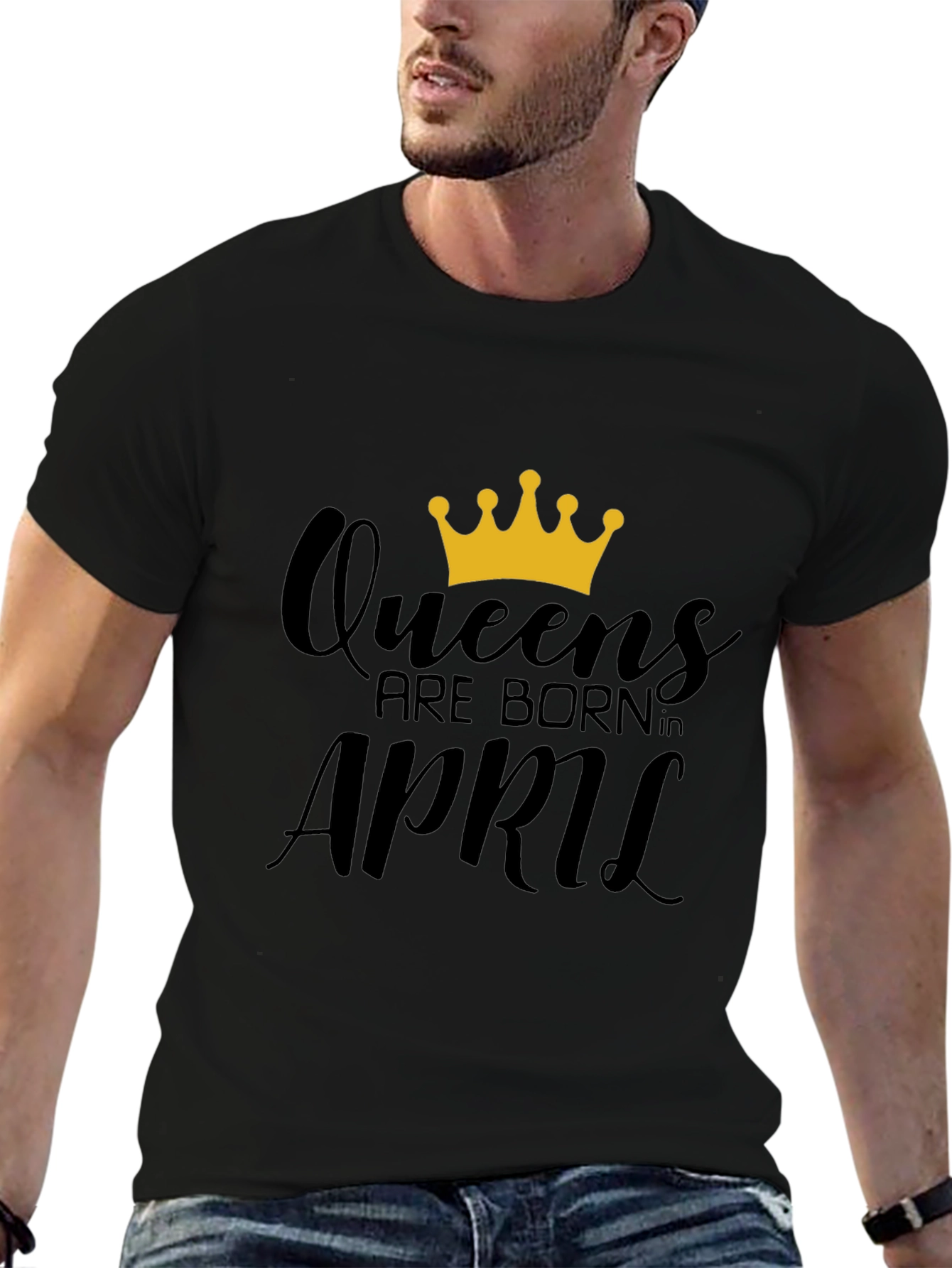 Queens Born in April Black T-Shirt