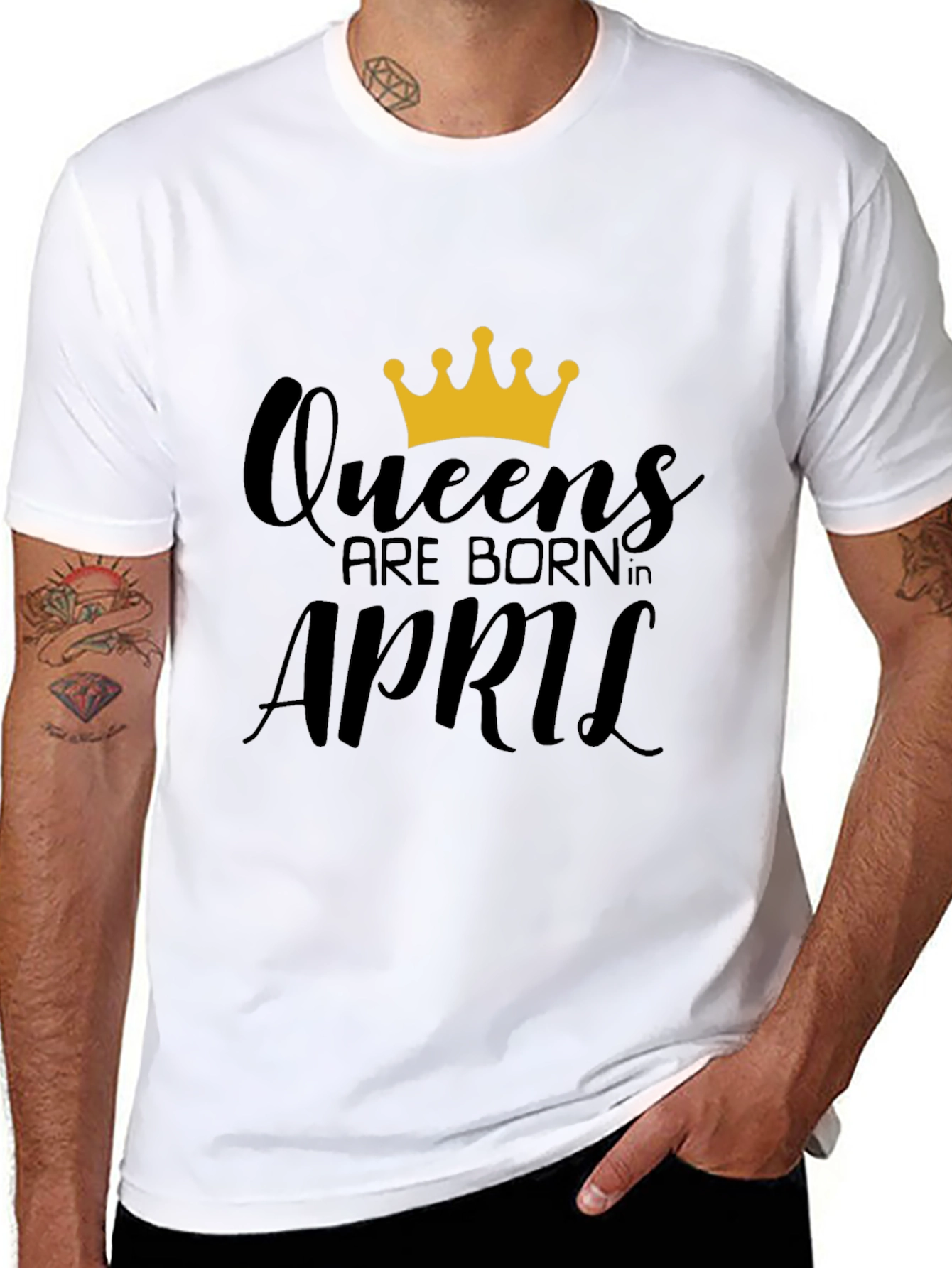 Queens Born in April Black T-Shirt