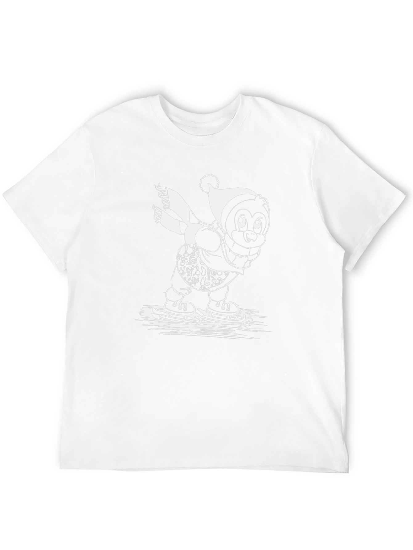 Penguin Ice Skating T-Shirt - Black Cotton Tee