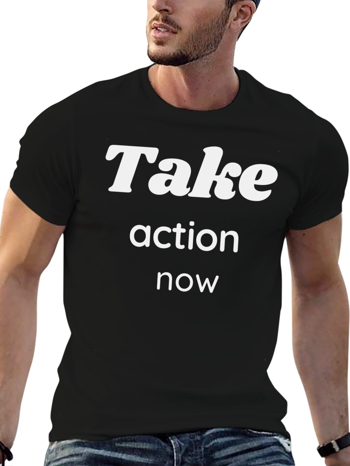 Take Action Now Black Graphic Tee