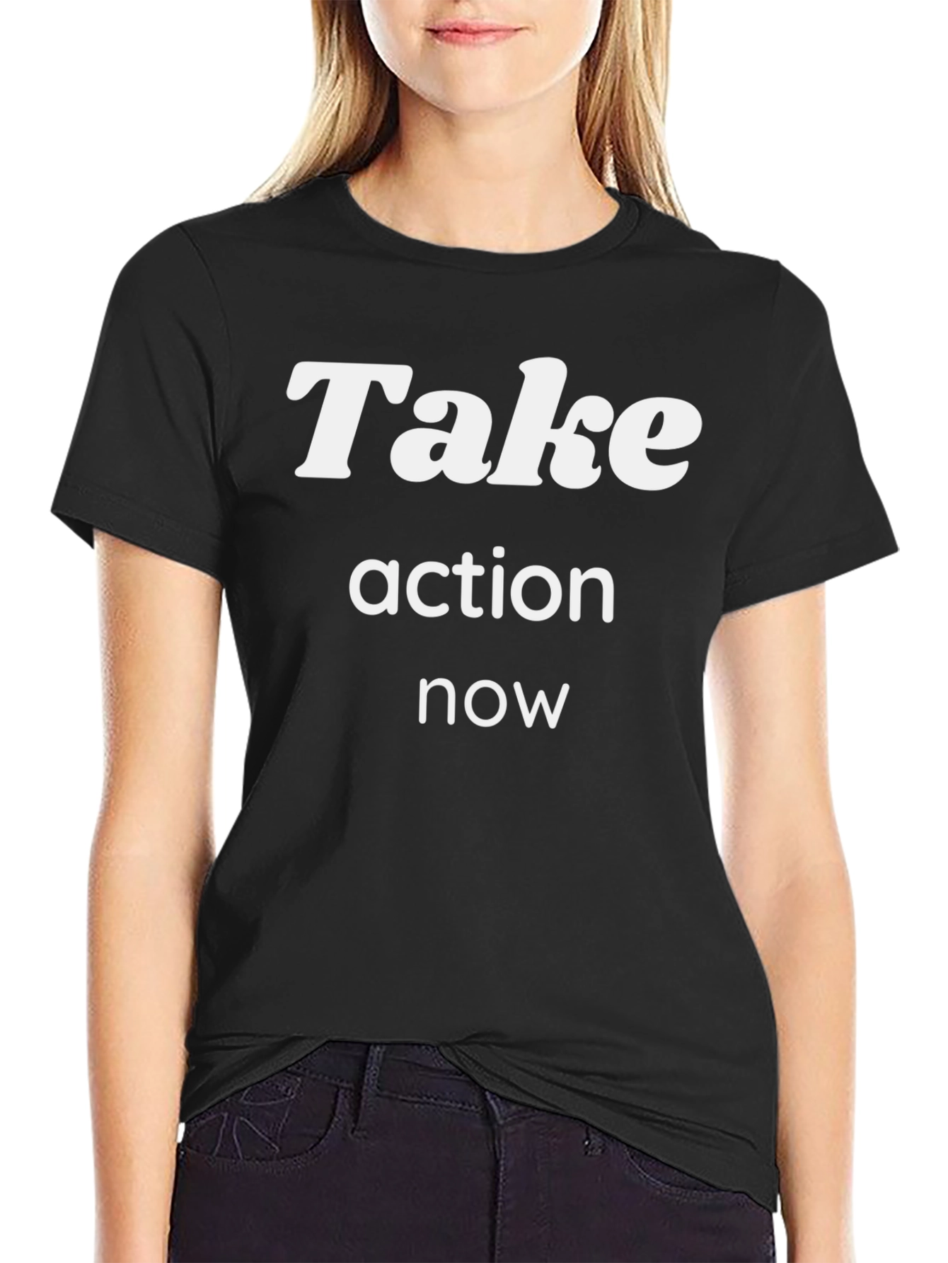 Take Action Now Black Graphic Tee
