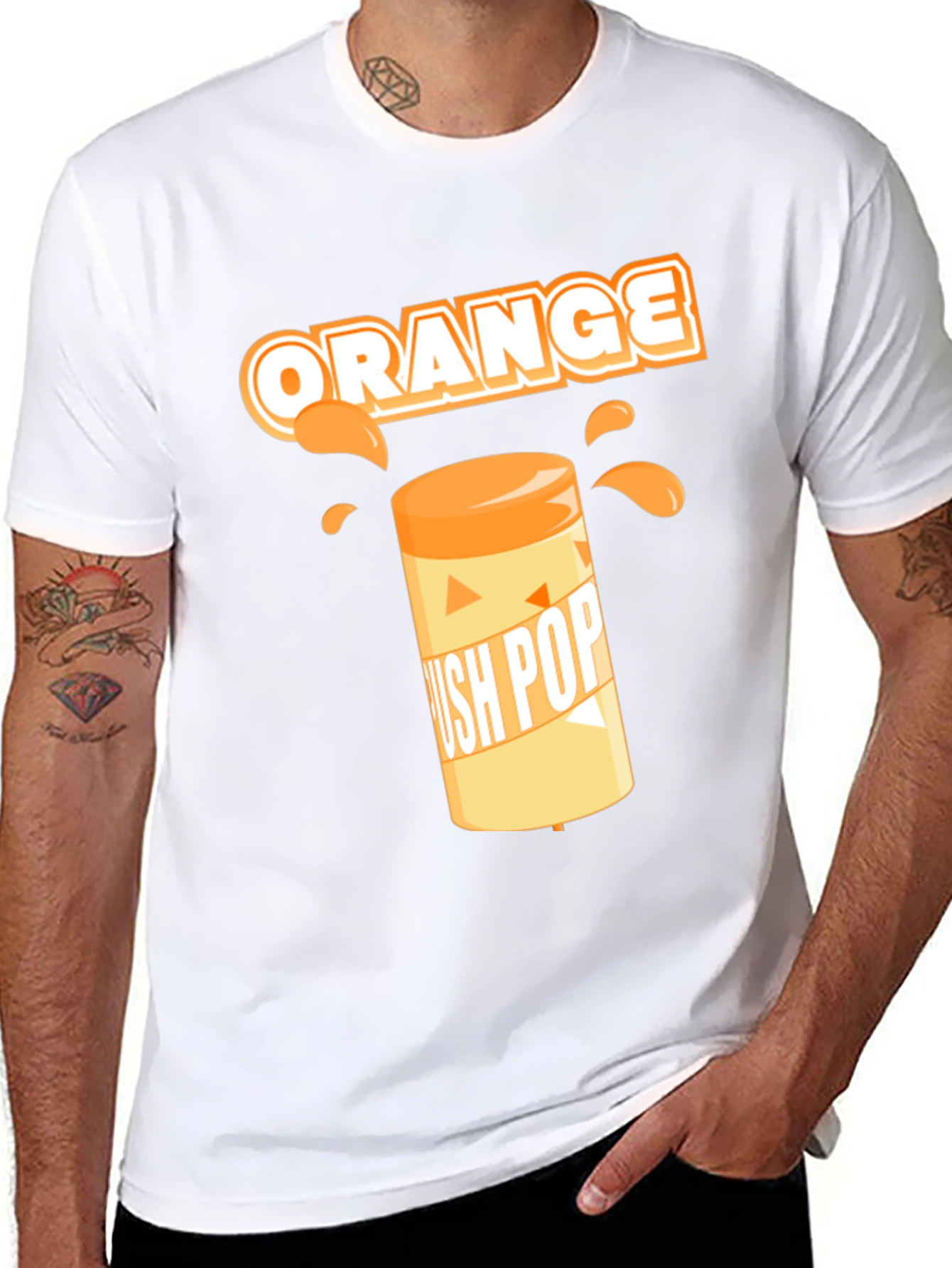 Orange Push Pop T-Shirt - Novelty Graphic Tee