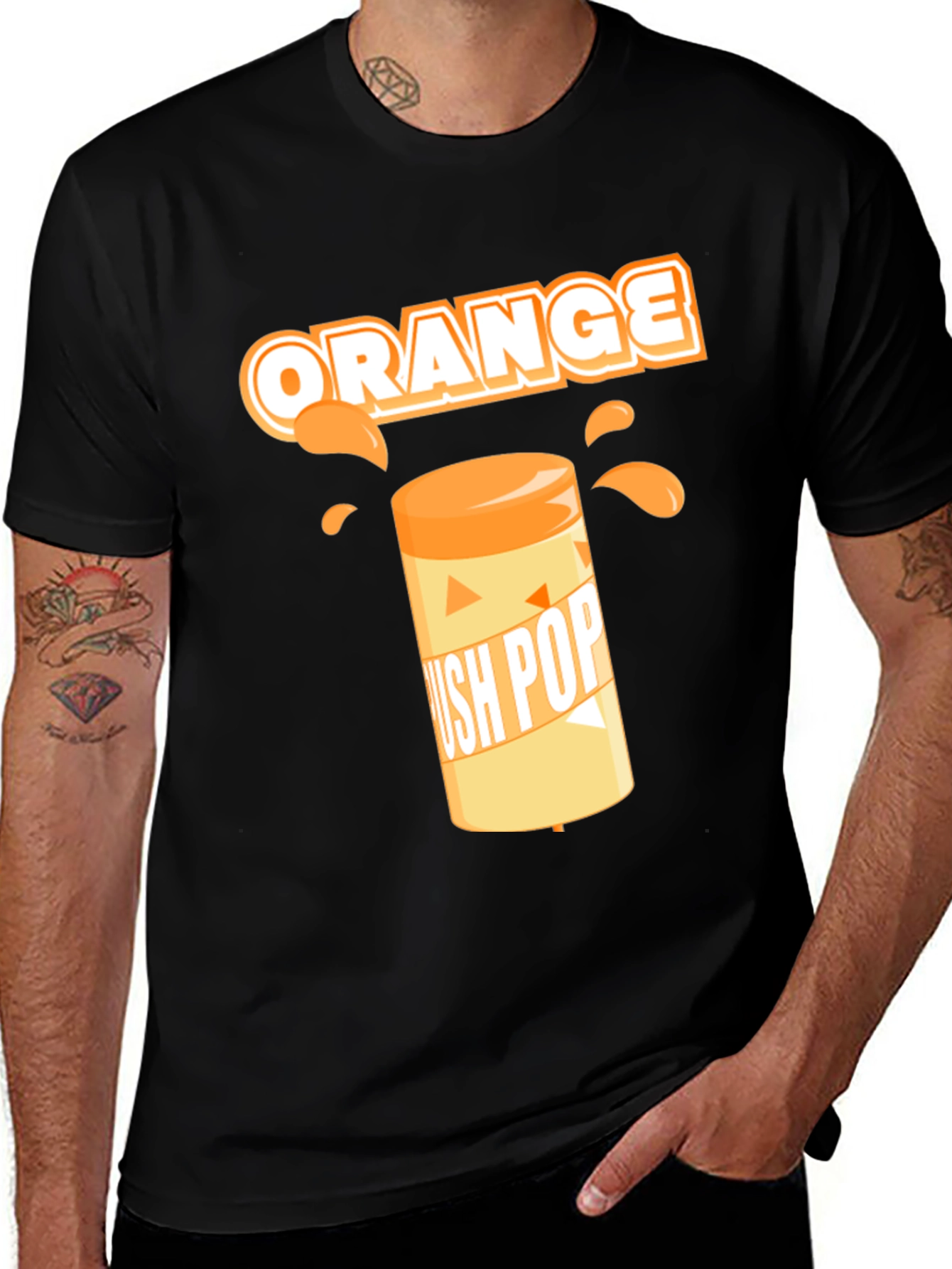 Orange Push Pop T-Shirt - Novelty Graphic Tee