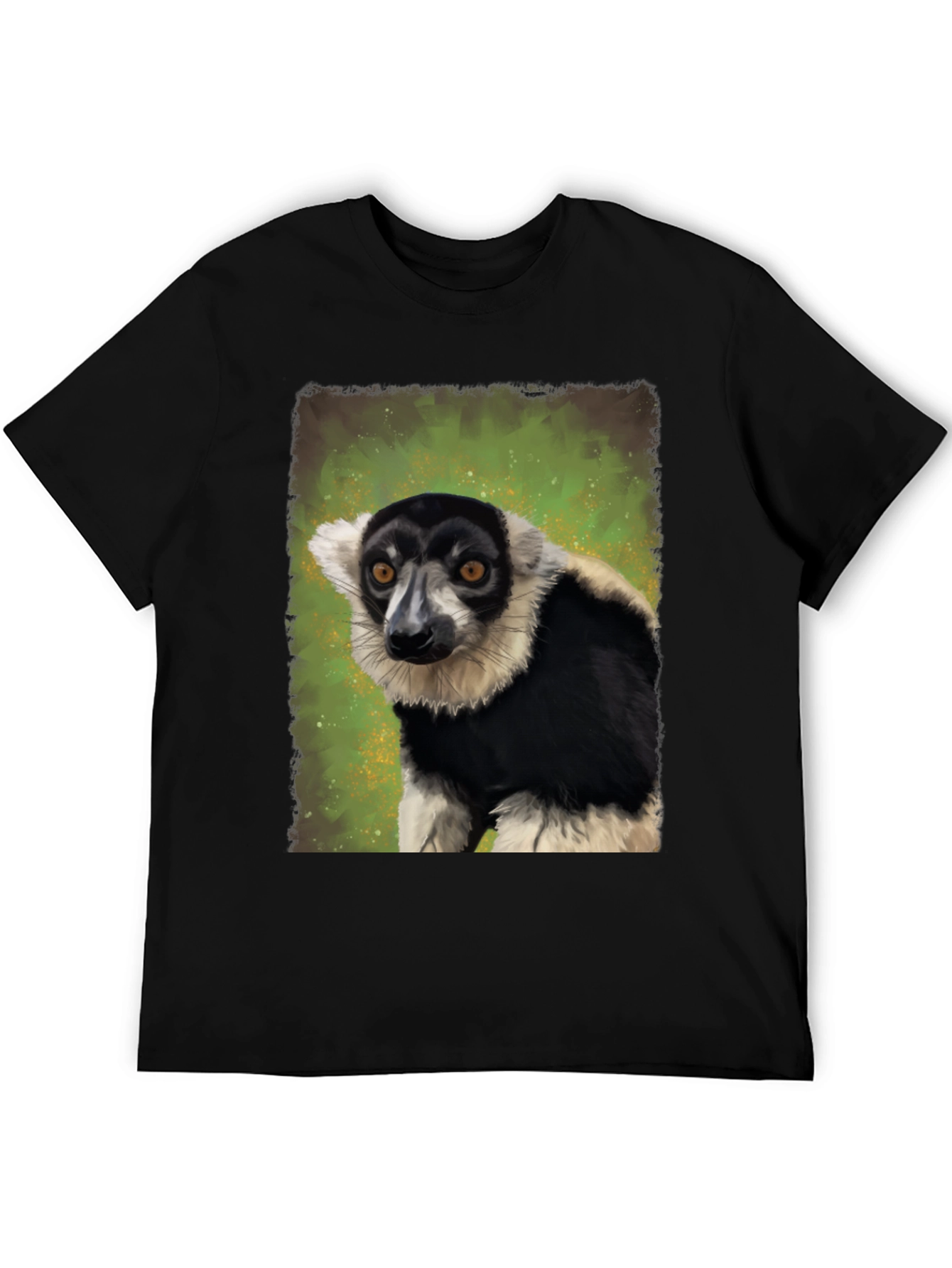 Black T-Shirt with Lemur Graphic
