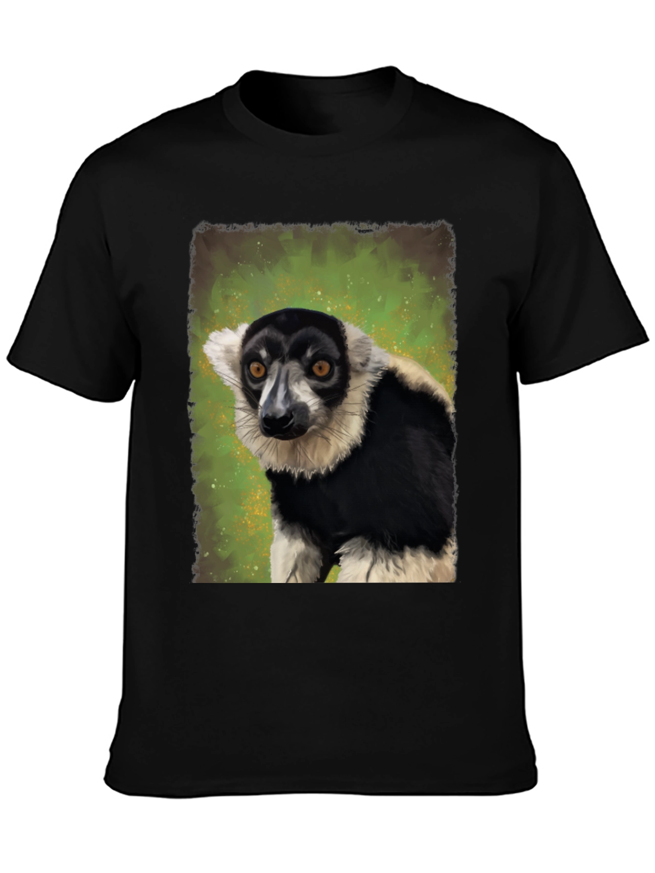 Black T-Shirt with Lemur Graphic