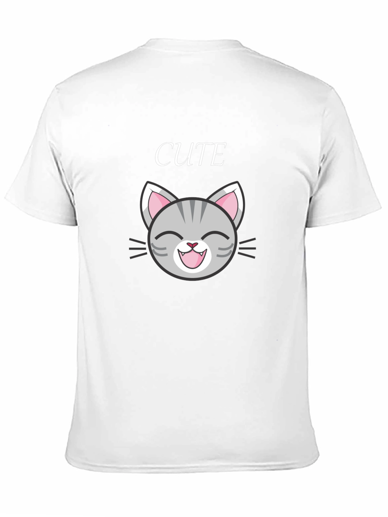 Cute Cat Graphic Tee - Black Cotton T-Shirt