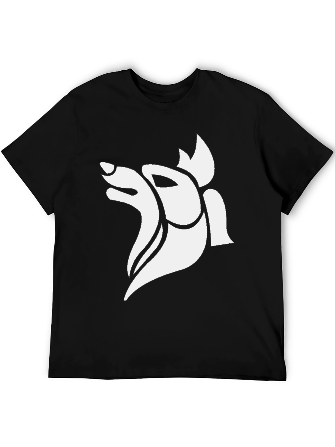 Abstract Wolf Graphic Tee - Black Cotton Blend