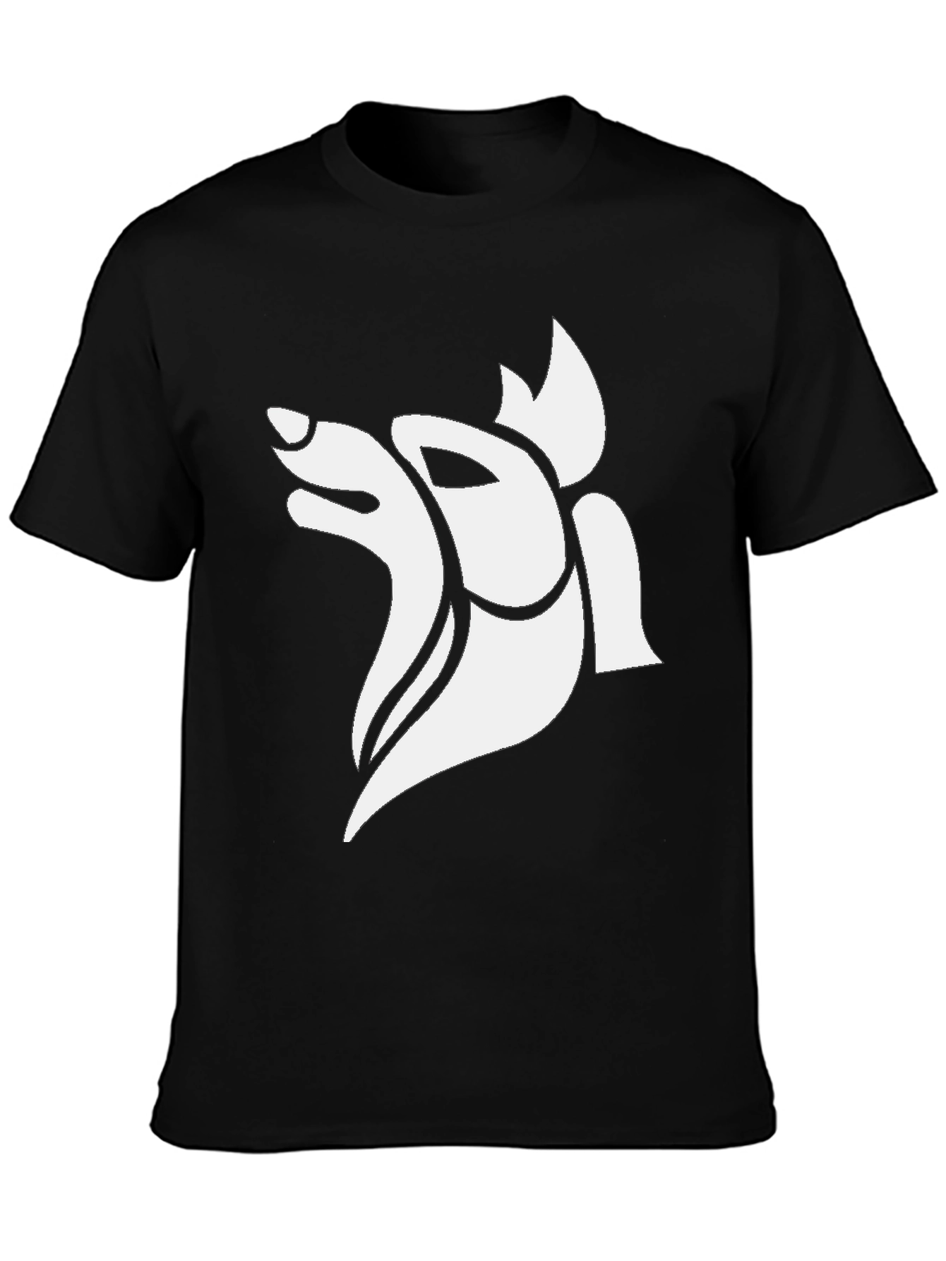 Abstract Wolf Graphic Tee - Black Cotton Blend