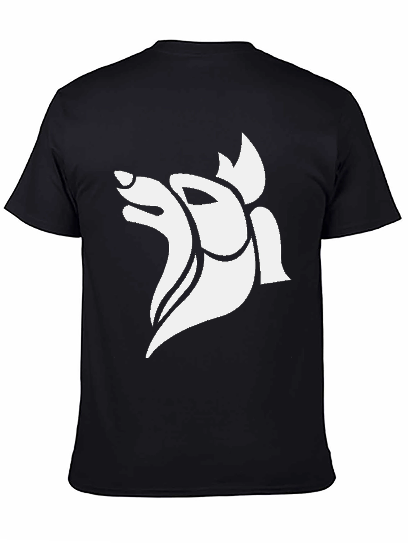 Abstract Wolf Graphic Tee - Black Cotton Blend