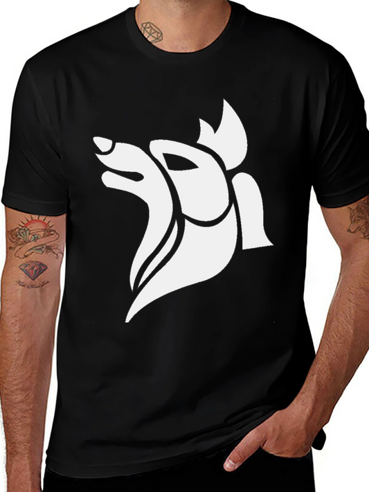 Abstract Wolf Graphic Tee - Black Cotton Blend